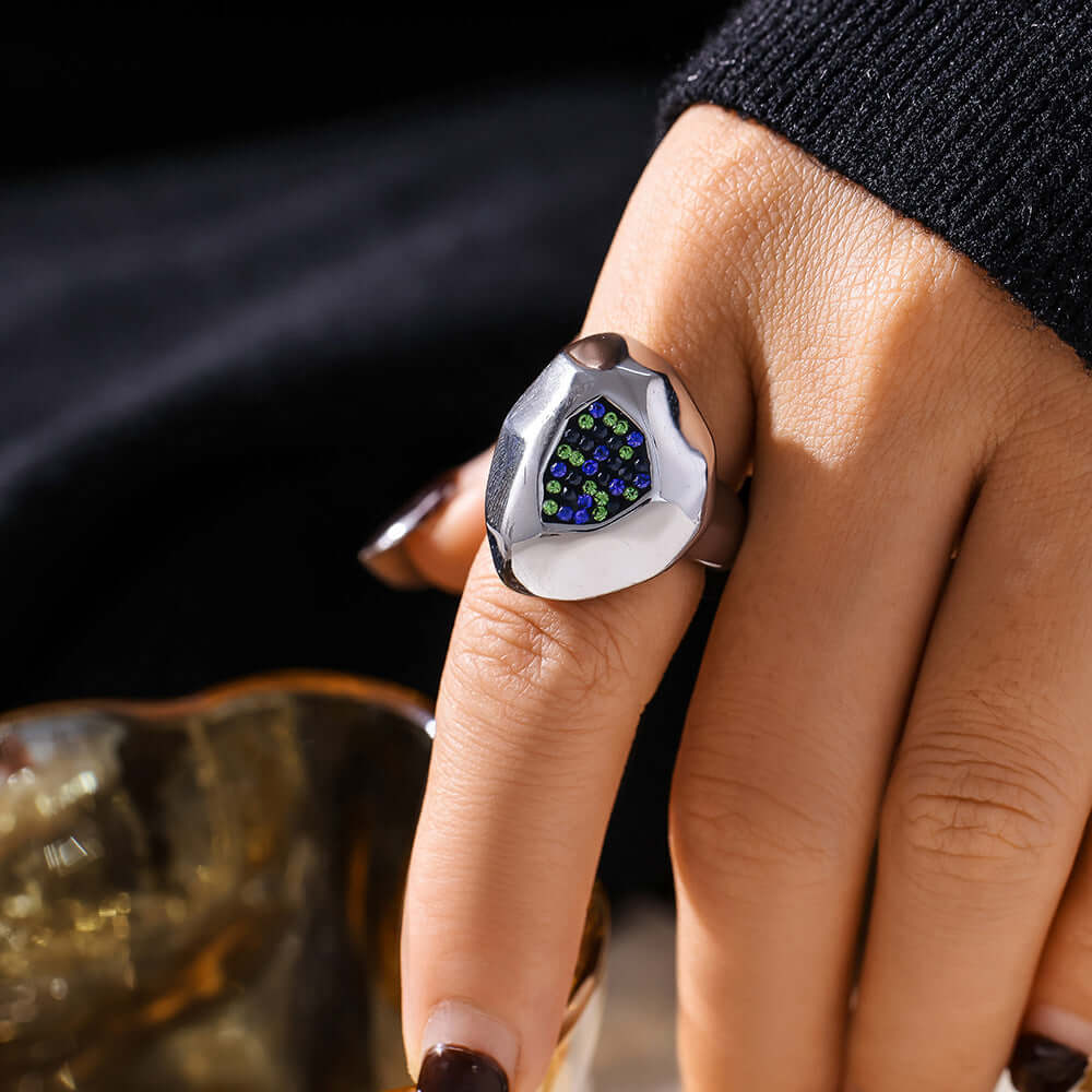 Chunky Irregular Index Ring for Women - A935 Sterling Silver Fashion Statement Ring | Perfect for Casual Wear, Parties, and Everyday Elegance