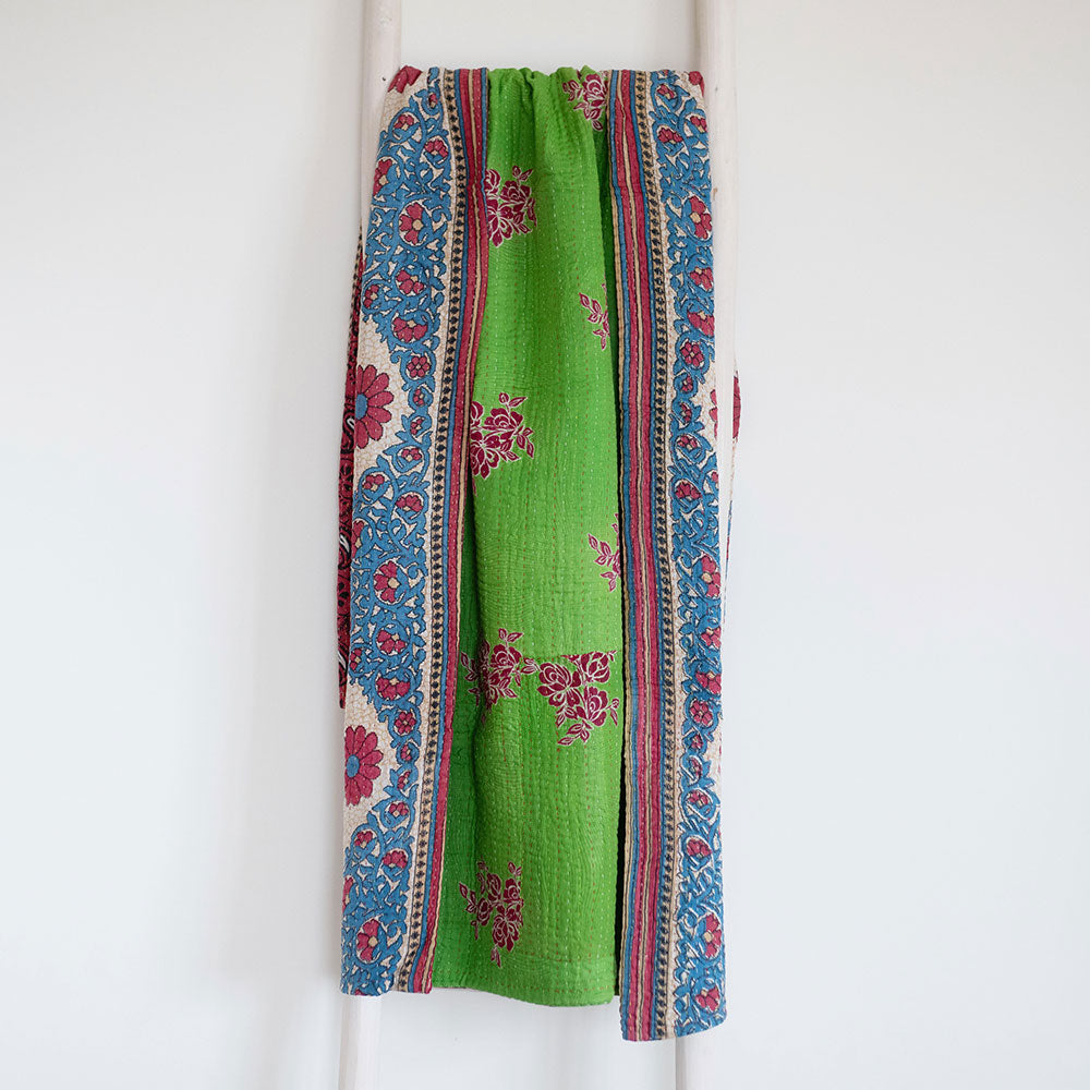 Unique Handmade Kantha Quilt KT7108 - Traditional Indian Patchwork Bedspread for Cozy Home Decor & Bohemian Style Bedroom