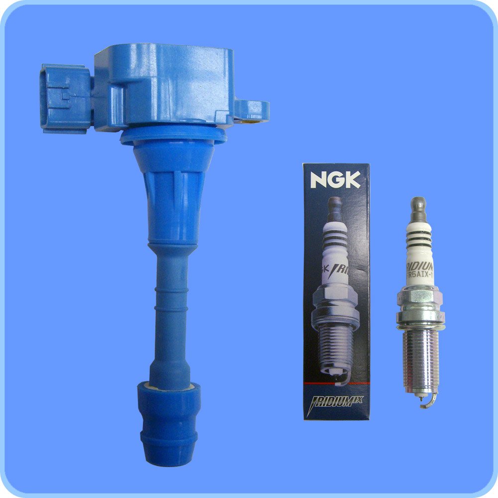 High Performance Iridium IX Spark Plug 4469 & Premium Ignition Coil Kit - Compatible with Nissan Infiniti Suzuki - Improves Engine Power & Fuel Efficiency for Daily Driving & Racing