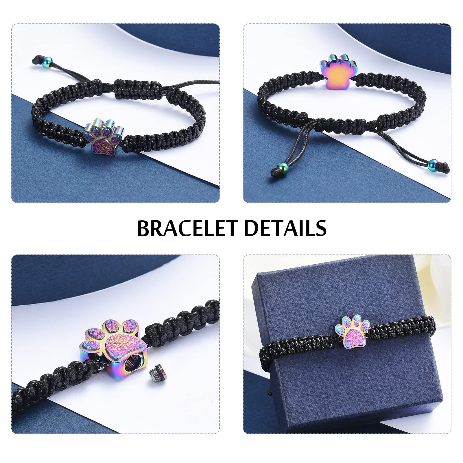 Pet Cremation Bracelet - Stainless Steel Paw Pendant for Ashes | Memorial Jewelry for Grieving Owners