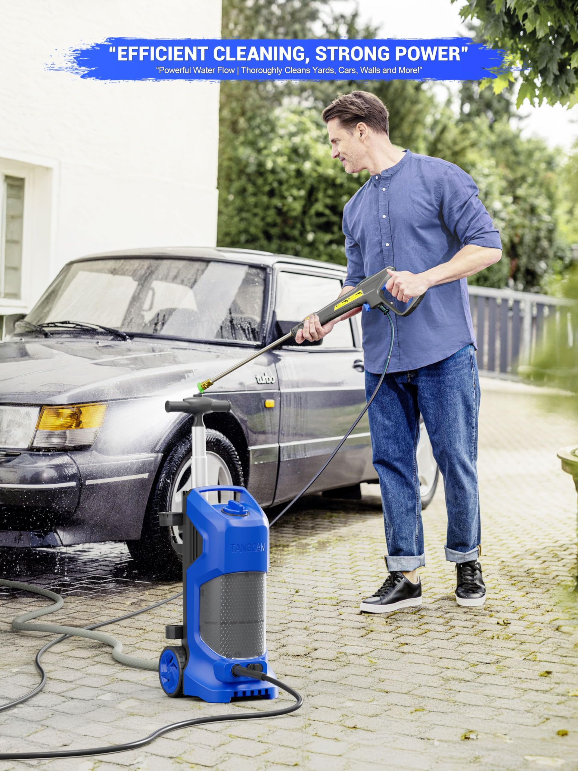 4800PSI Electric Pressure Washer with 3.0GPM Flow Rate - Heavy Duty Power Cleaner for Home & Commercial Use | Includes 4 Nozzles, 25FT Hose & Soap Tank | Perfect for Cleaning Cars, Driveways, Patios, Pools & Outdoor Surfaces