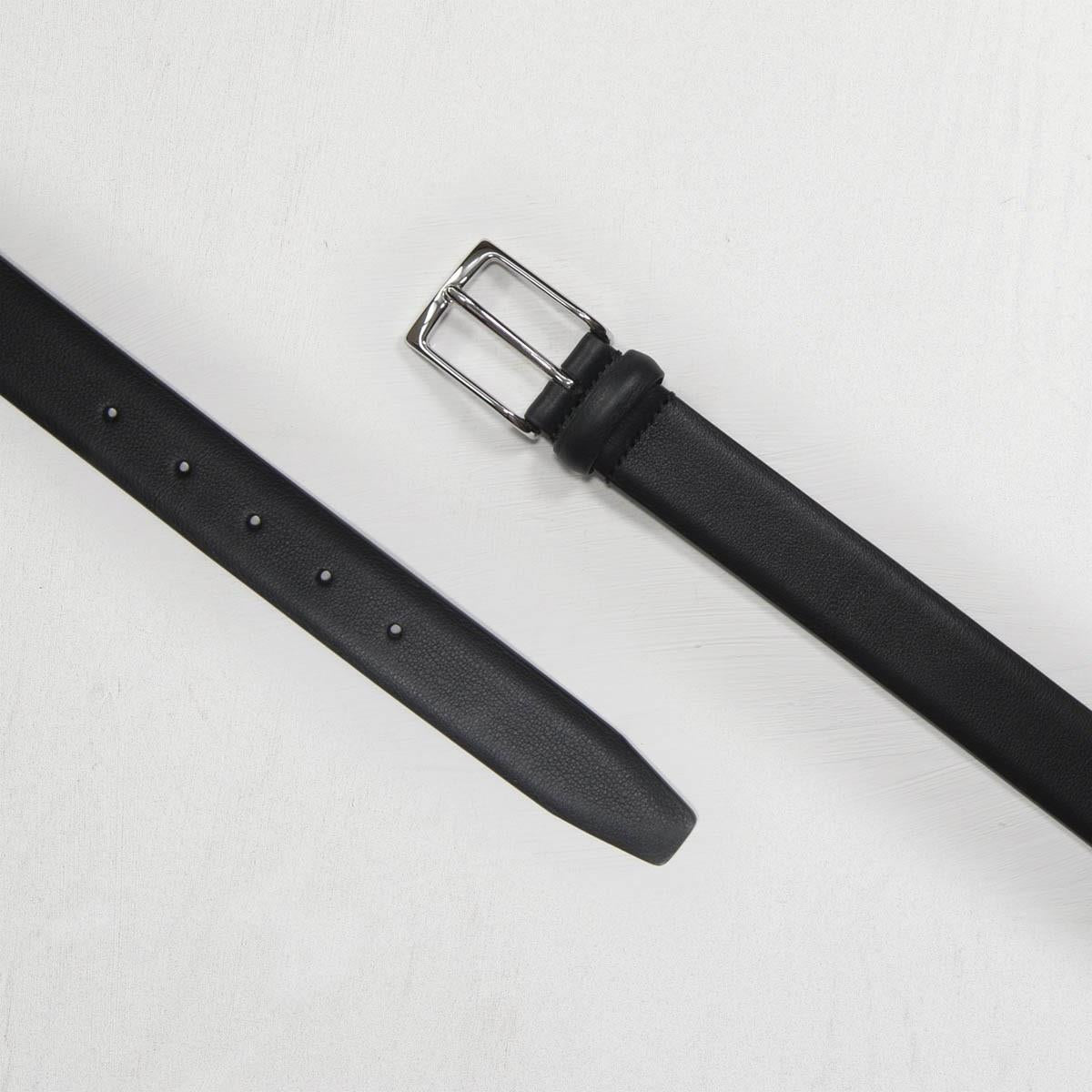 3.5cm Genuine Leather Dress Belt for Men - Classic Black Business Formal Belt - Perfect for Office, Wedding & Professional Occasions