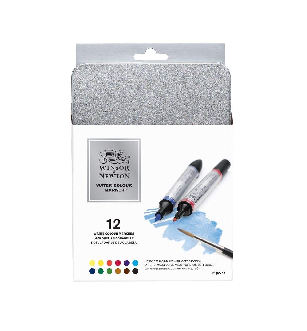 Winsor & Newton Watercolor Brush Markers Set of 12 - Premium Artist Brush Pens for Calligraphy, Illustration & Watercolor Painting - Perfect for Sketching, Journaling & DIY Art Projects