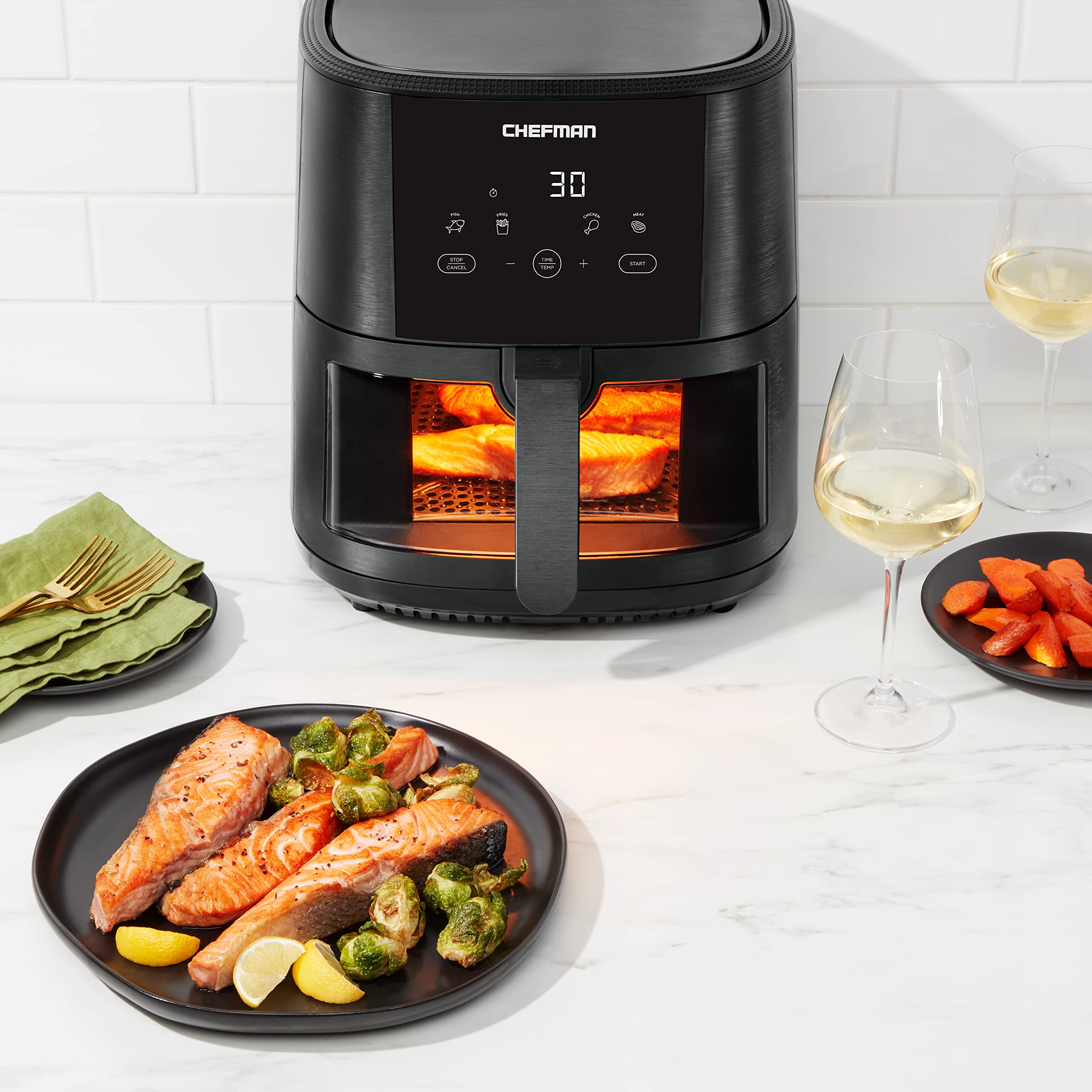 Chefman TurboTouch Easy View Air Fryer - 8 Quart Oil-Free Healthy Cooking with Clear Window for Crispy Low-Calorie Meals | Perfect for Family Dinners, Meal Prep & Healthy Snacks