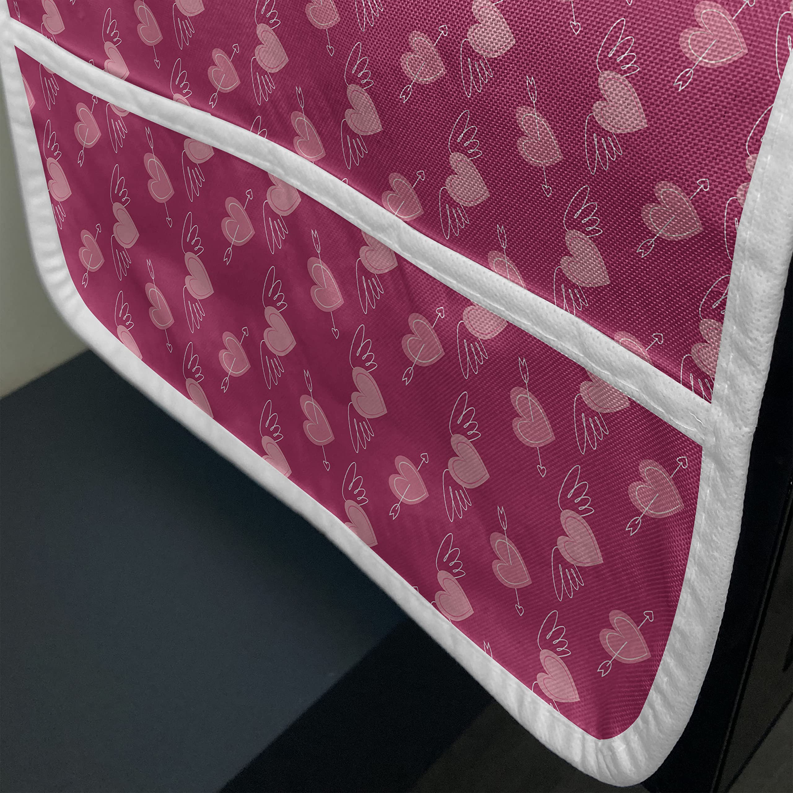 Ambesonne Hearts Microwave Cover - Waterproof Doodle Style Pink Love Valentine's Day Design with Arrows & Wings - 36