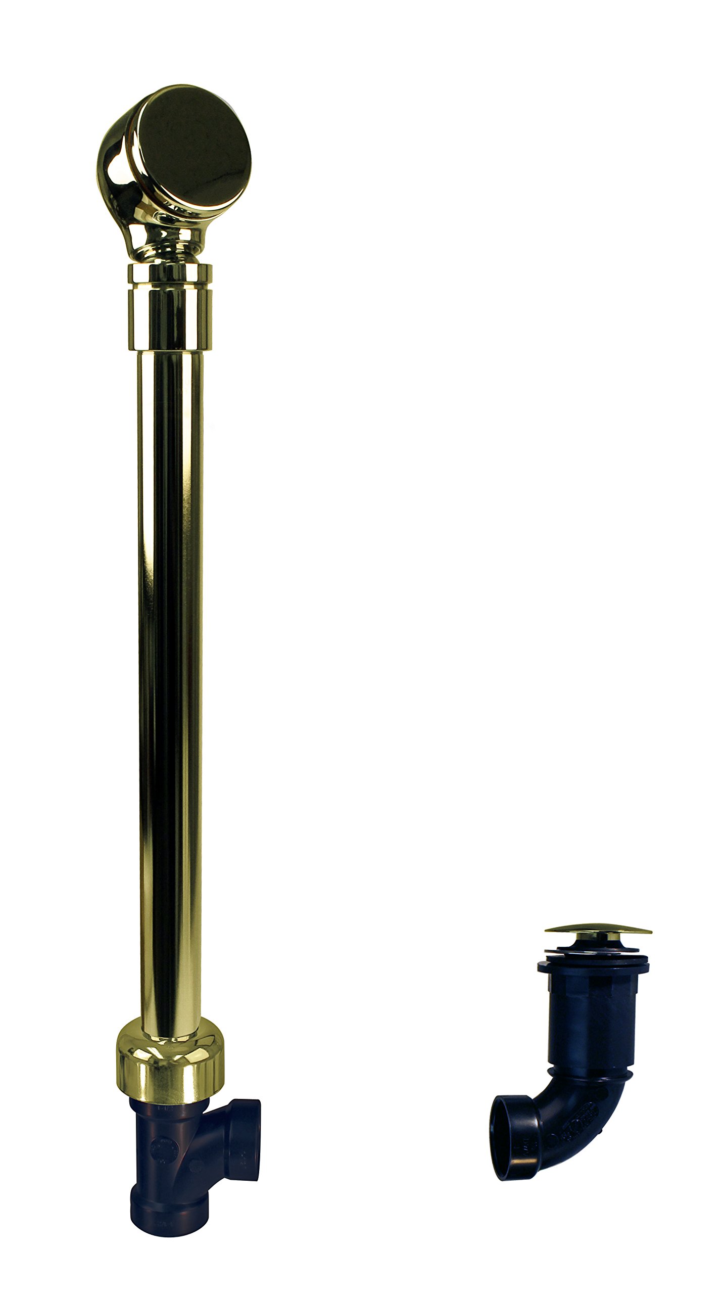 Westbrass 493144HRHBJ-01 Semi-Exposed Tip-Toe Bath Waste & Overflow Kit with Ball Joint, Illusionary Faceplate & ABS Fittings - Polished Brass Finish for Bathtub Drain Installation & Bathroom Renovation