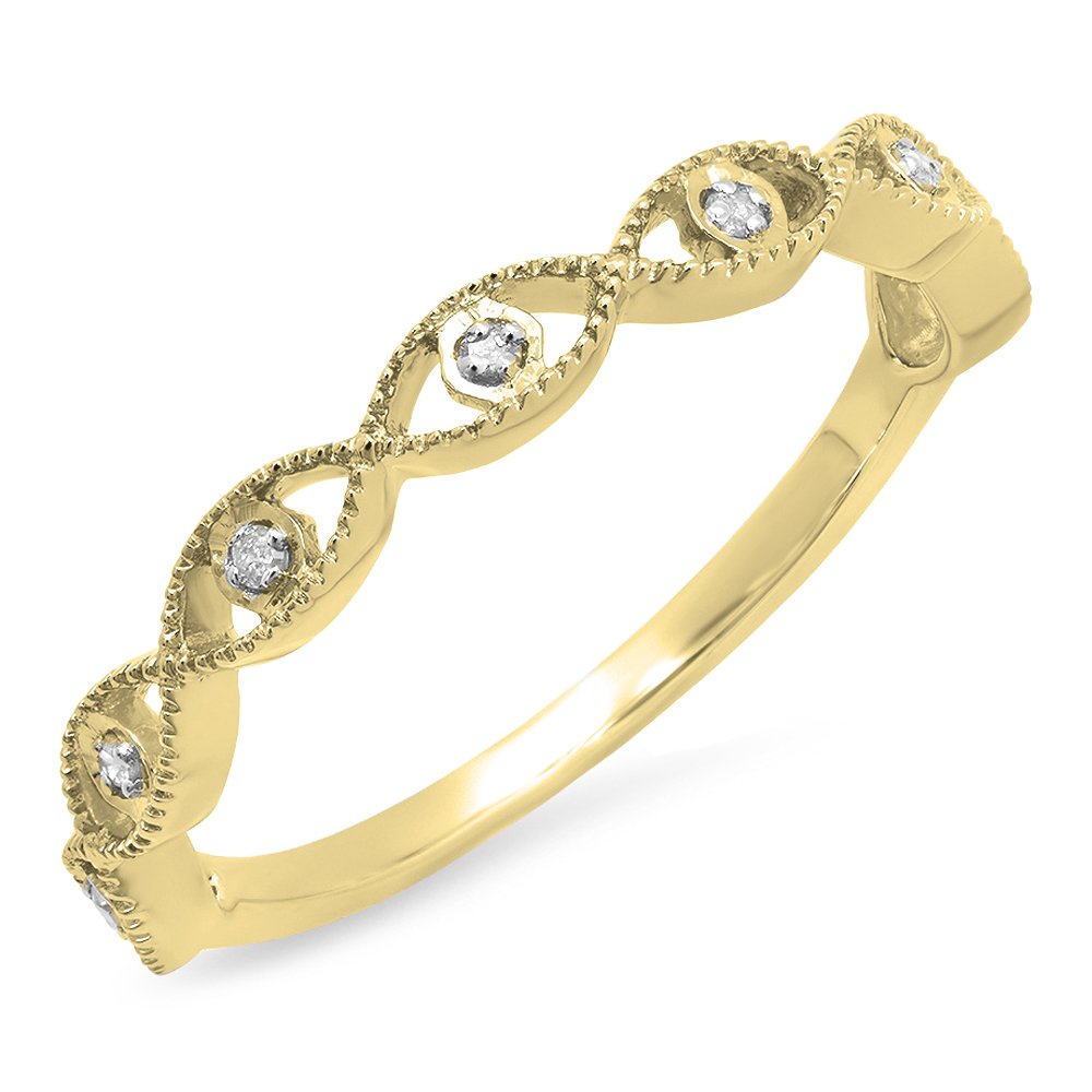 0.05 Cttw 14K Solid Gold Round White Diamond Women's Anniversary Wedding Stackable Band Ring - Elegant Gift for Her, Perfect for Engagement, Proposal, Valentine's Day & Special Occasions