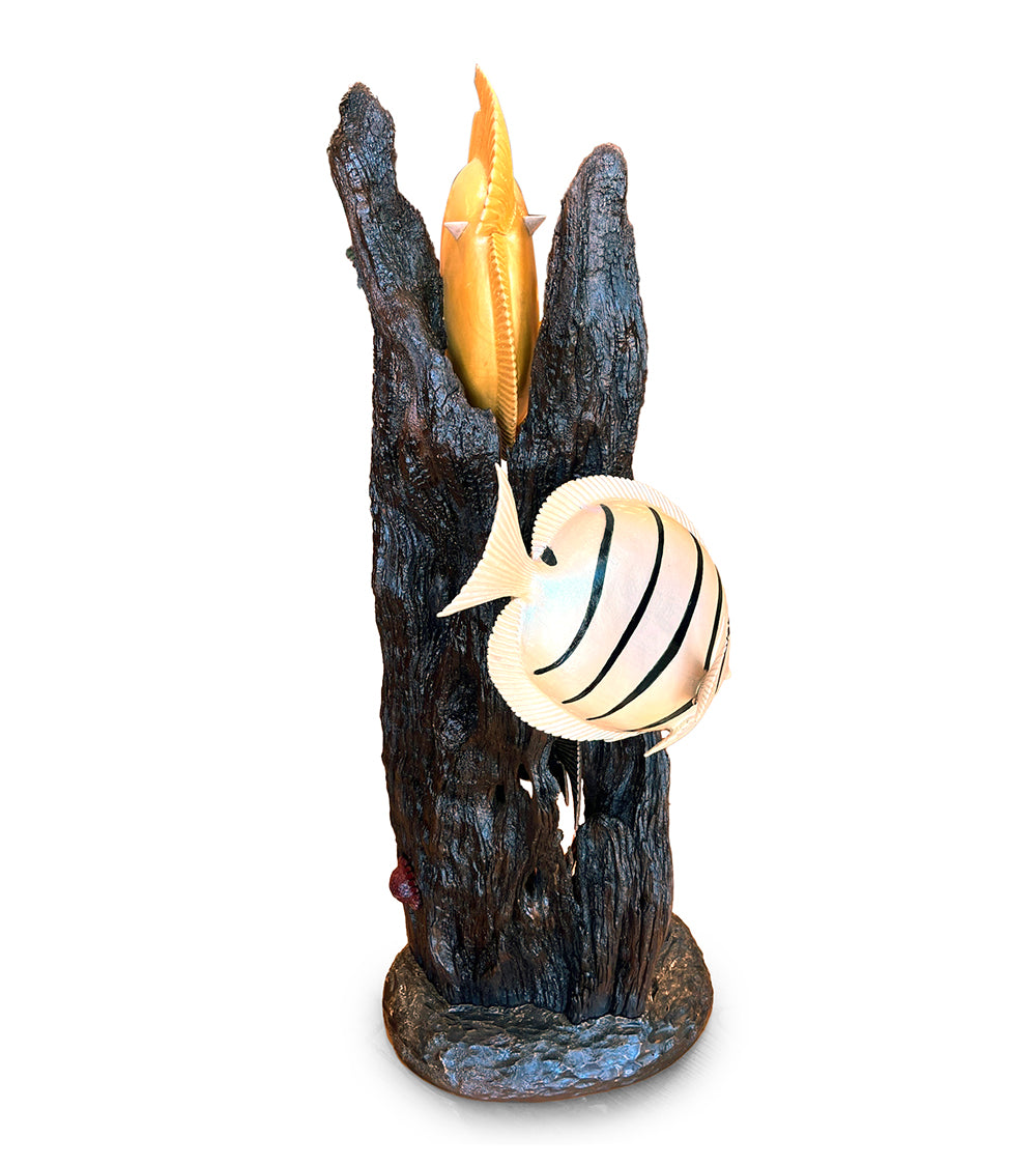Handcrafted Koa Wood Sculpture - Natural Neighbors Hawaiian Art Decor | Perfect for Home, Office & Gift Giving