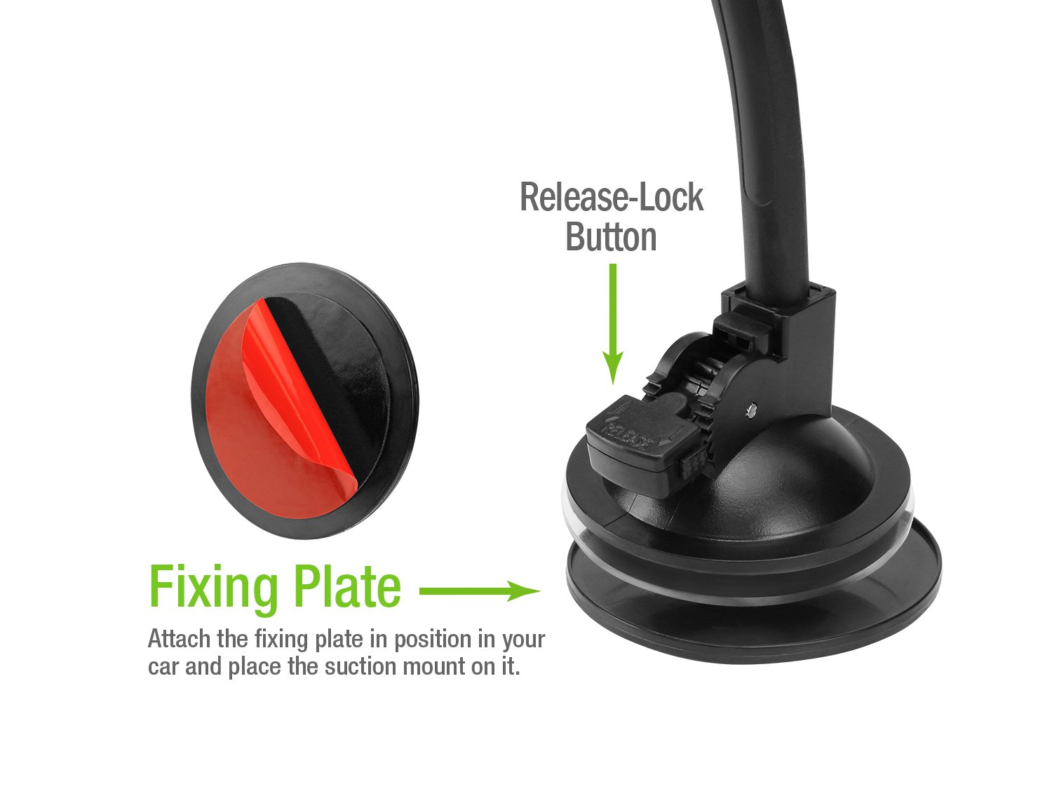 Upgraded Car Phone Holder Mount - Windshield & Dashboard Compatible, Long Arm Adjustable Cell Phone Stand with Strong Suction Cup - Perfect for GPS Navigation, Hands-Free Driving & Road Trips