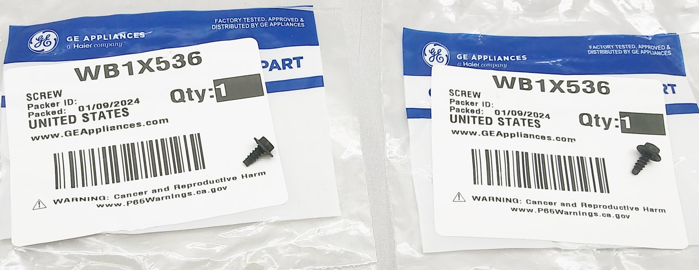 Genuine OEM WB1K5073 High Temperature Screw Set (2 Pack) - 1/2
