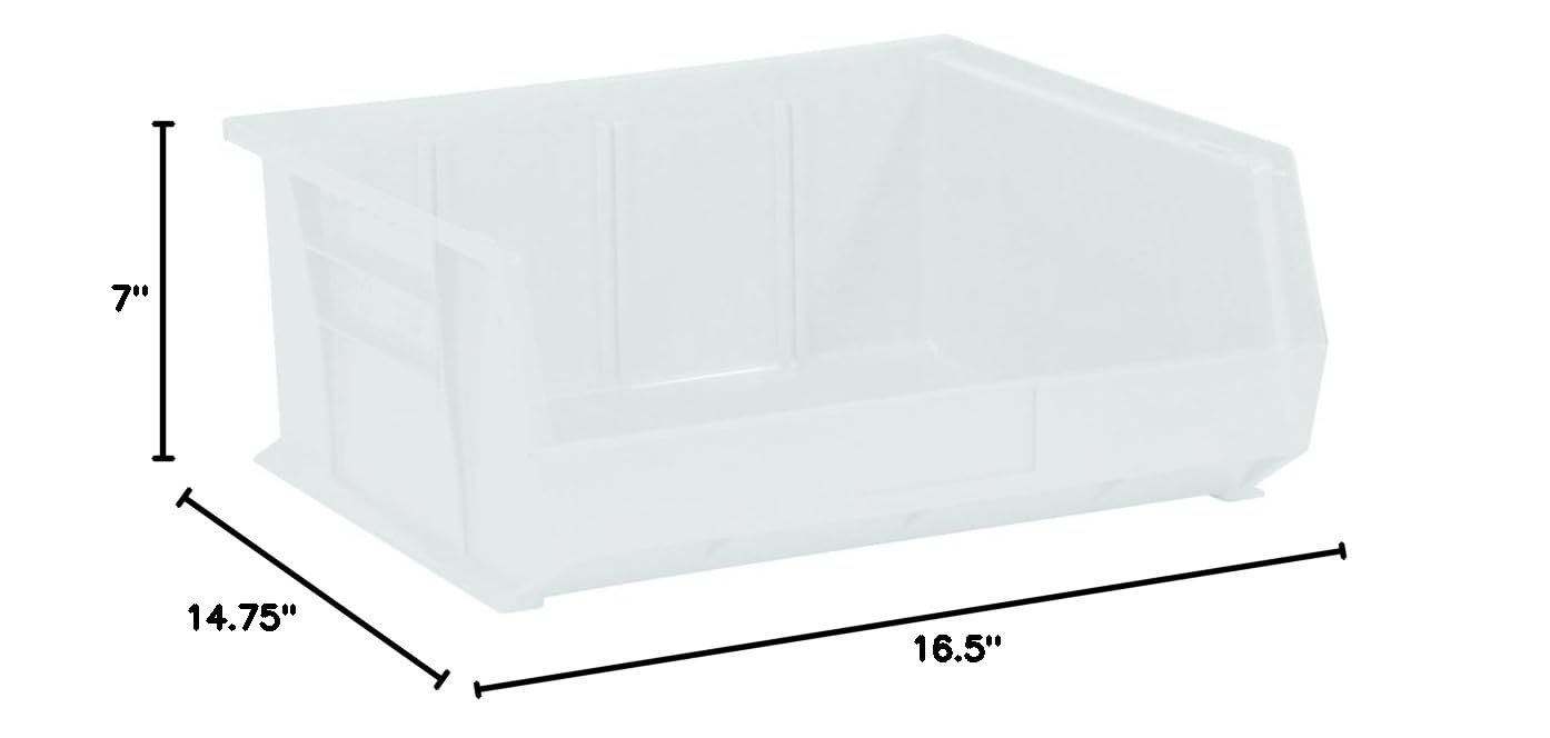 Aviditi 6-Pack Clear Plastic Stackable Storage Bins with Hanging Hooks, 14.75
