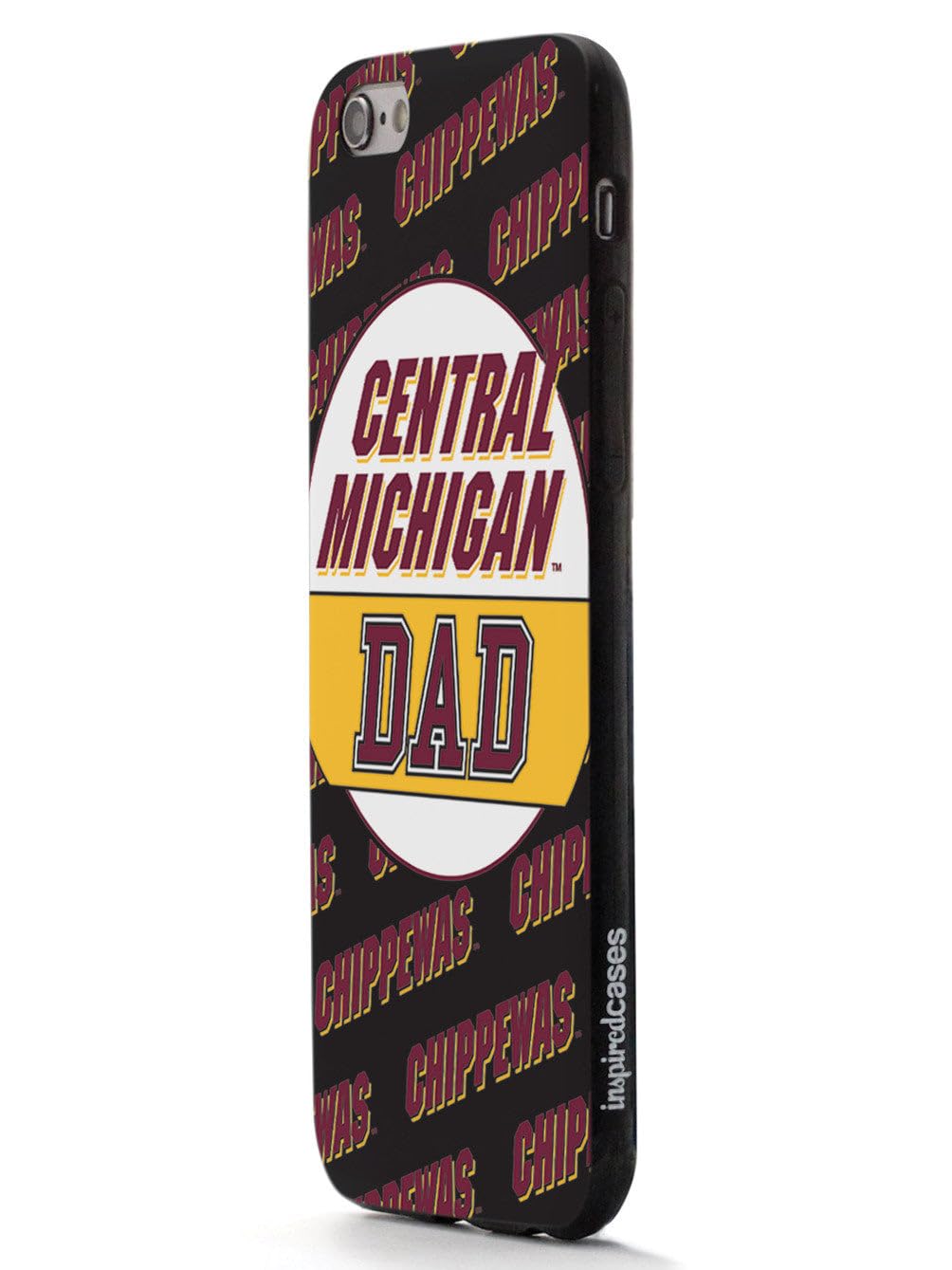 3D Textured iPhone 15 Pro Max Case - Shockproof Rubber Bumper Cover - Protective Phone Case for Apple iPhone 15 Pro Max - Central Michigan Chippewas College Dad Design - Perfect for School, Work, and Everyday Use