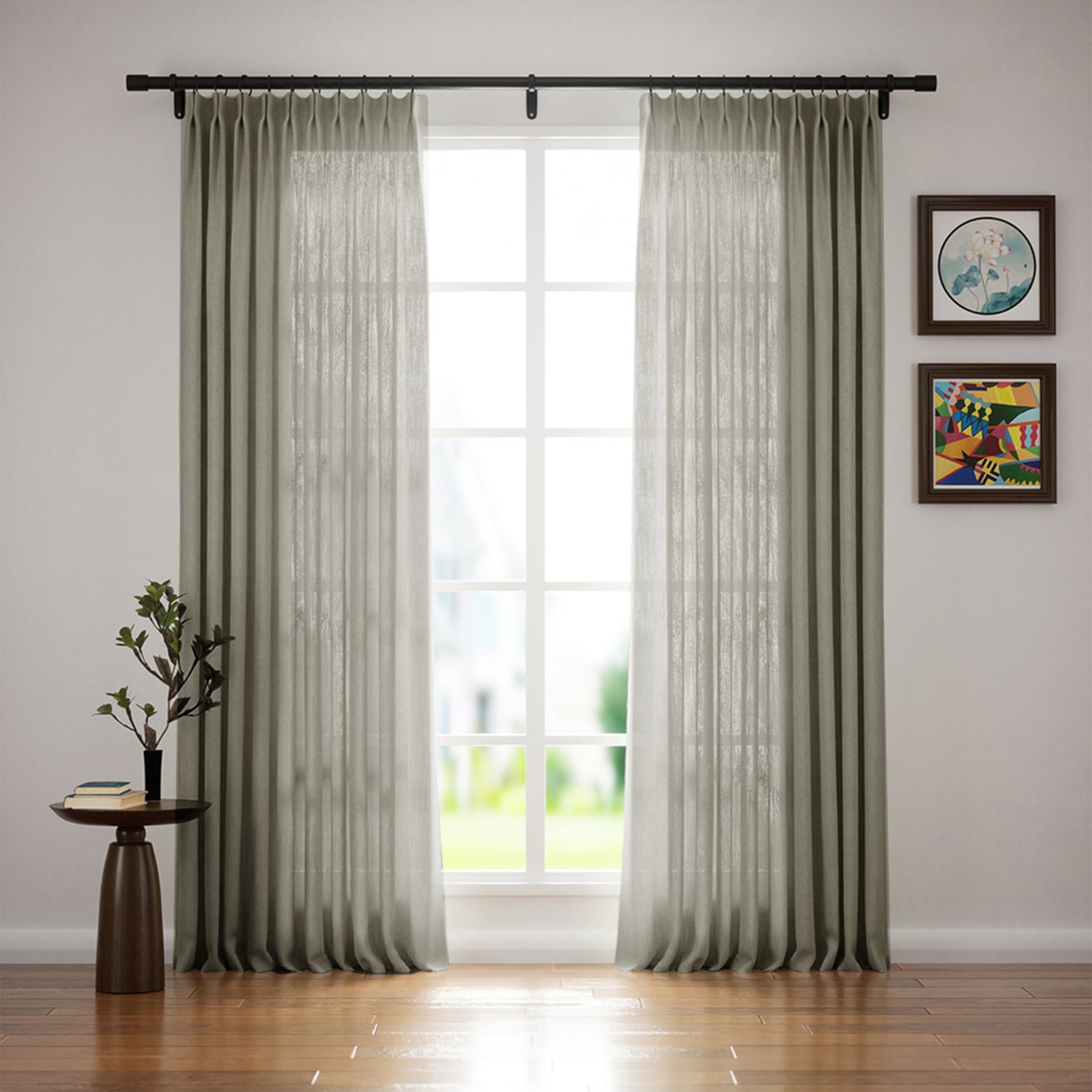 Forest Green Blackout Curtains - Heavyweight Canvas Linen Drapes with Elegant Pleated Design | Custom Window Treatments for Living Room, Bedroom & Home Theater