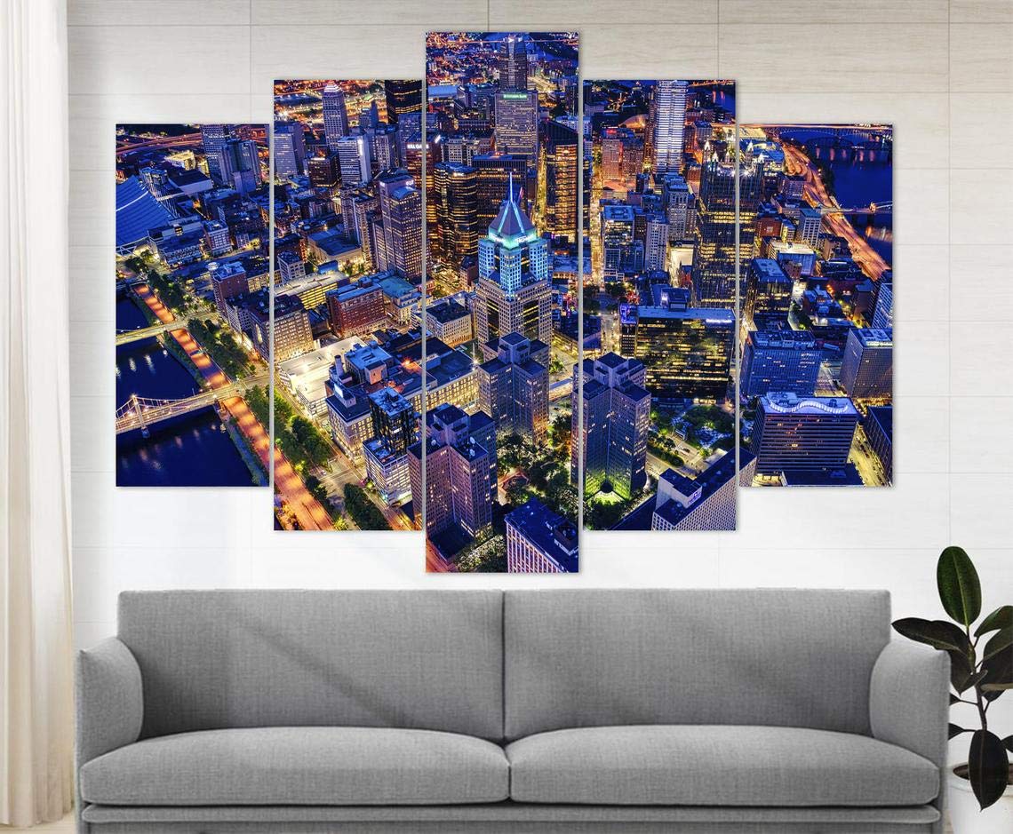 Pittsburgh Skyline Canvas Print - Premium Wall Art & Decor for Home & Office - Pennsylvania Cityscape Painting - Perfect for Living Room, Bedroom & Gifts