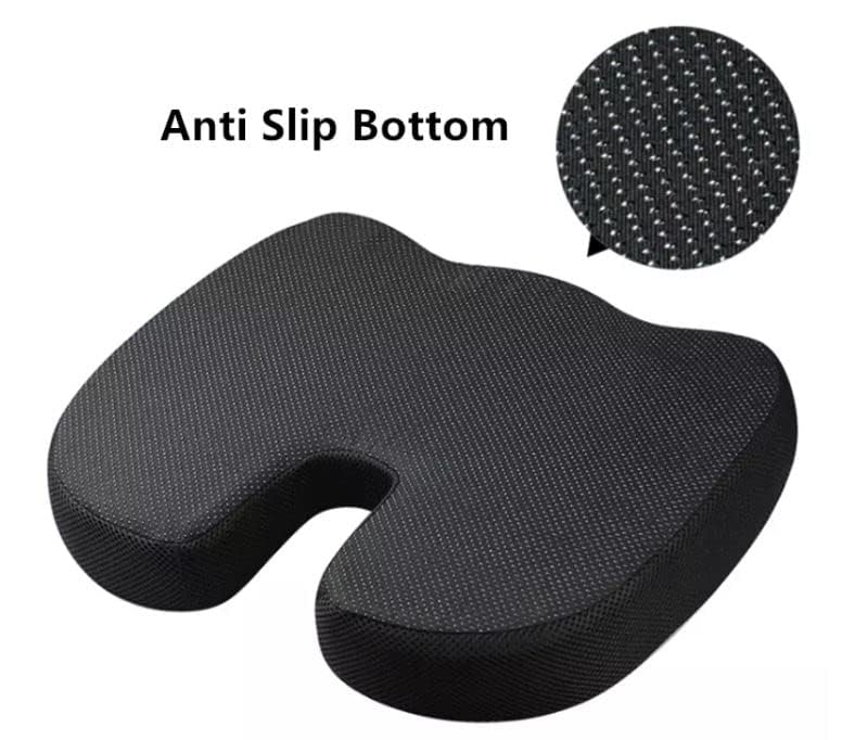 Premium Orthopedic Memory Foam Seat Cushion for Car, Office & Gaming Chairs - Coccyx & Tailbone Pain Relief - Sciatica Support Pillow with Breathable Mesh Cover (White) - Perfect for Long Drives, Work from Home & Back Pain Sufferers