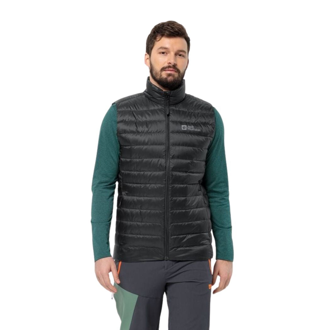 Jack Wolfskin Pilvi Men's Down Vest - Lightweight Warm Puffer Vest for Outdoor Activities, Hiking & Camping - Water-Resistant & Packable Design for Cold Weather Adventures
