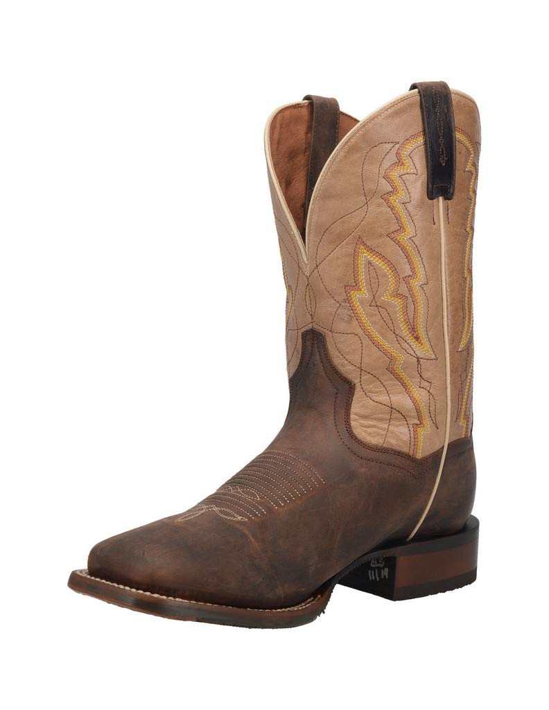 Dan Post Men's Garrison Square Toe Mid Calf Boots - Brown Leather Work Boots for Cowboy, Ranch & Outdoor Activities