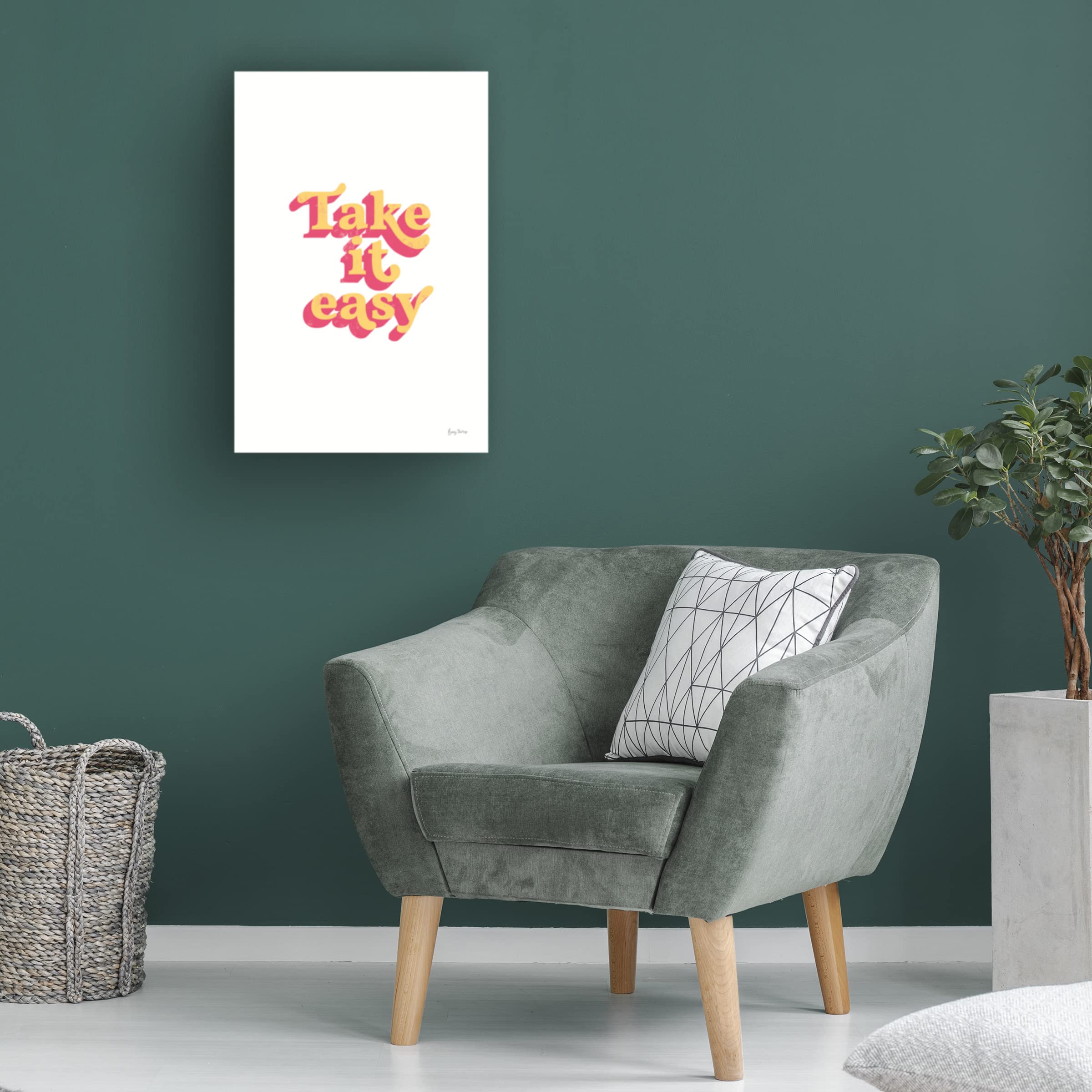 Rainbow Take It Easy Bold Canvas Wall Art by Becky Thorns - 16x24 Inches Stretched Framed Ready to Hang - Perfect for Living Room, Bedroom & Office Decor