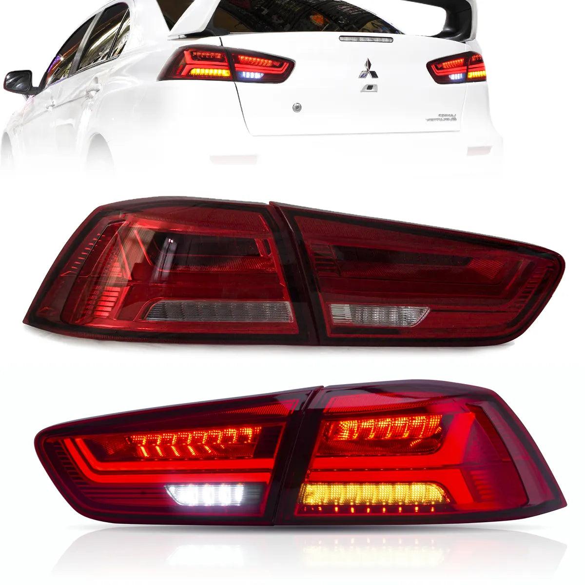 LED Tail Light Assembly with Sequential Turn Signal for 2008-2017 Mitsubishi Lancer & EVO X - Upgrade Your Car's Style & Safety for Night Driving & Custom Look