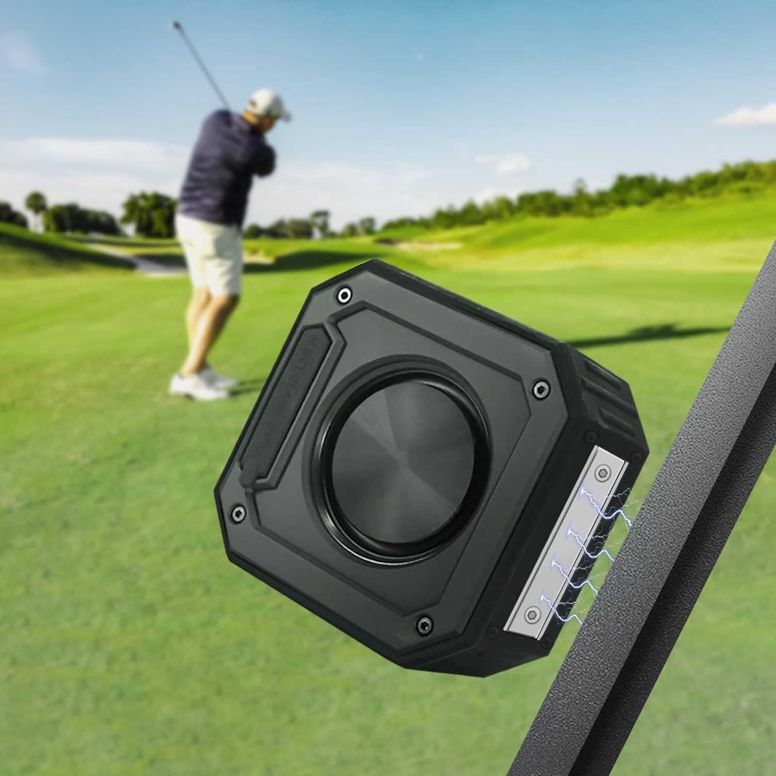 Portable Bluetooth Speaker with Magnetic Base - 15W Loud Sound & Deep Bass, IPX7 Waterproof Wireless Speaker for Golf, Outdoor, Travel | Perfect Golf Cart Accessory & Gift for Men (Sports, Beach, Camping, Parties)