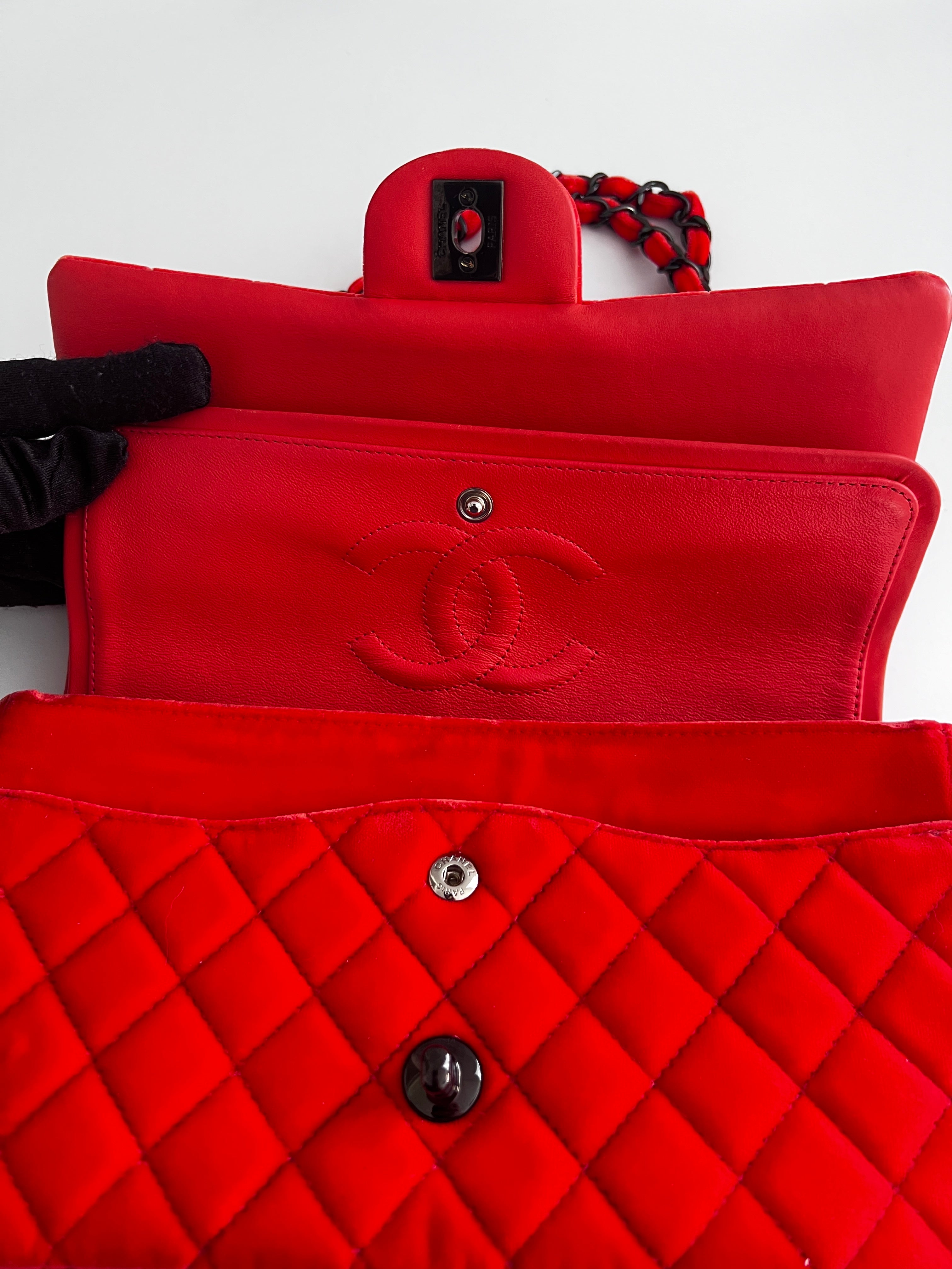 Chanel Orange Velvet Double Flap Bag - Medium Size Luxury Handbag for Women | Perfect for Evening Parties, Date Nights & Special Occasions