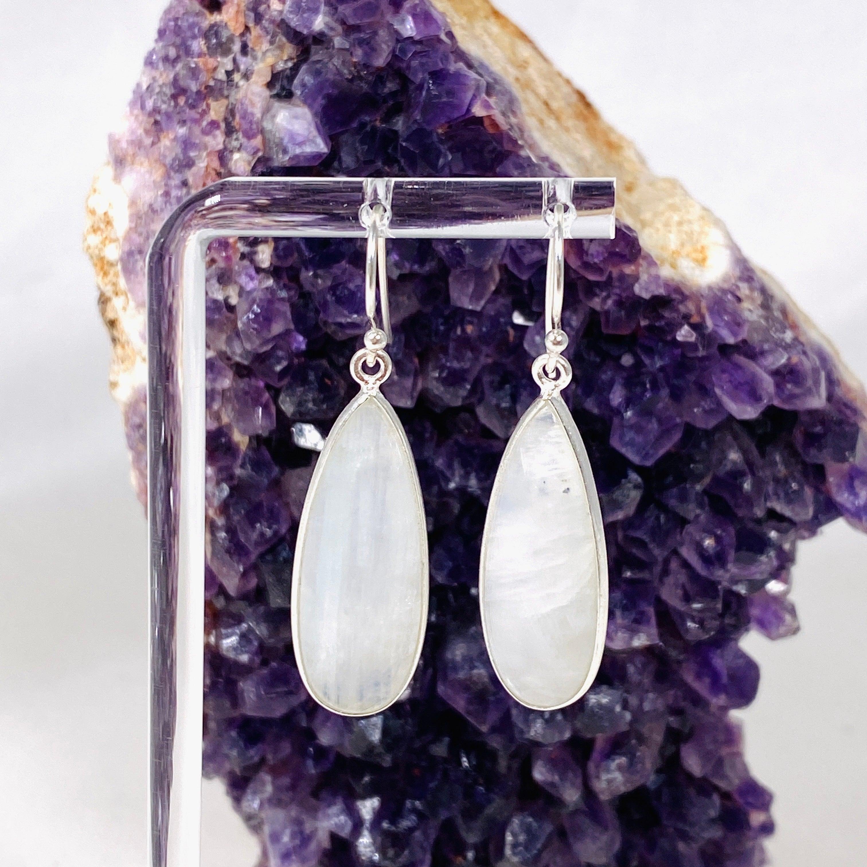 Moonstone Teardrop Earrings for Women - Natural Gemstone Dangle Earrings with Sterling Silver Hooks | Perfect for Weddings, Parties & Everyday Wear