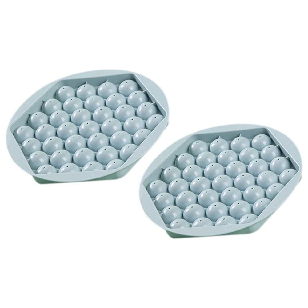 2-Pack Hexagon & Round Ice Cube Trays with Lids - Mini Ice Ball Maker Mold for Cocktails, Whiskey & Beverages - 37 Grids Sphere Ice Cube Tray for Freezer - Perfect for Parties, Home Bars & Iced Drinks