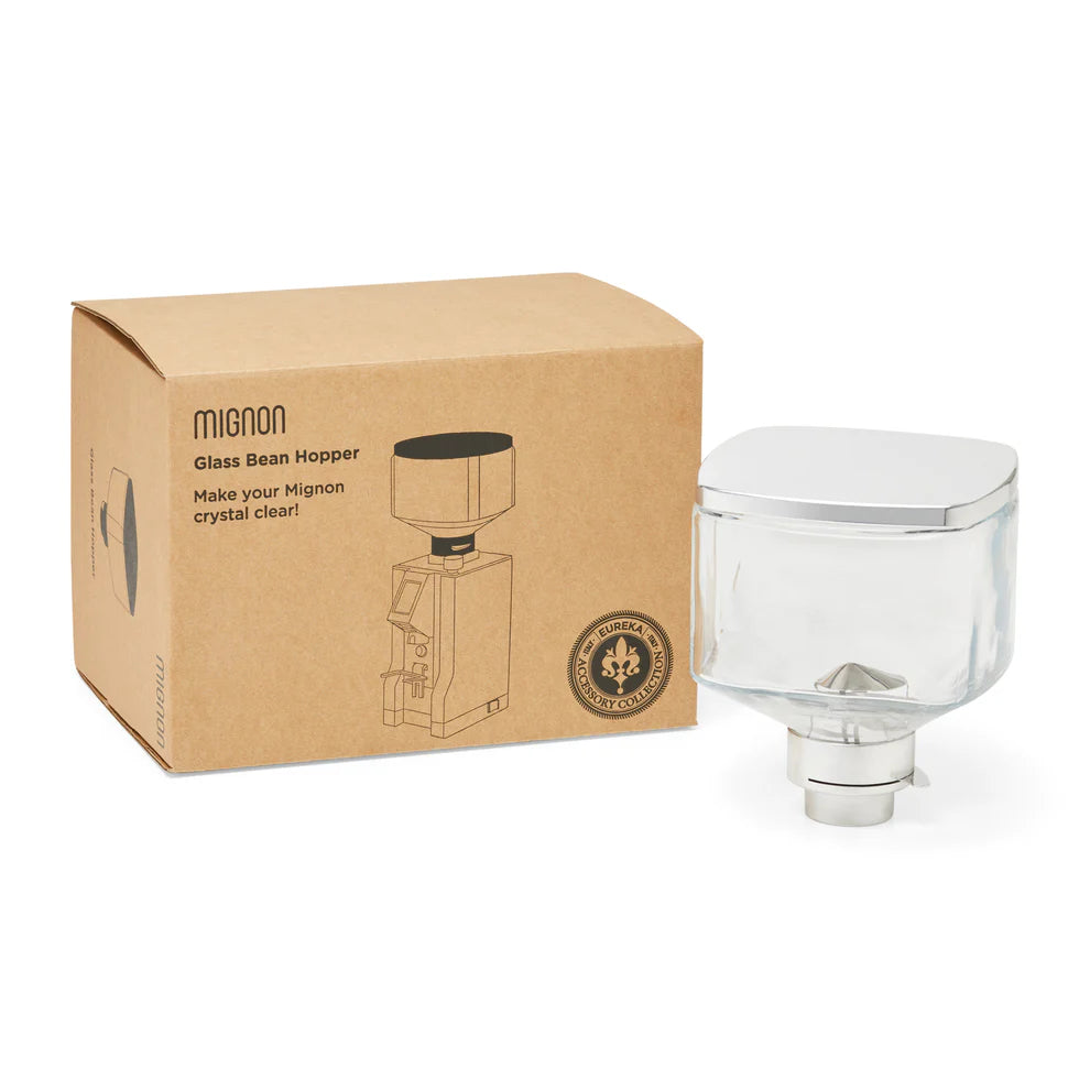 Eureka Mignon Glass Bean Hopper for Espresso Machines - Clear Coffee Bean Container with Durable Design - Perfect for Home Baristas & Coffee Shops