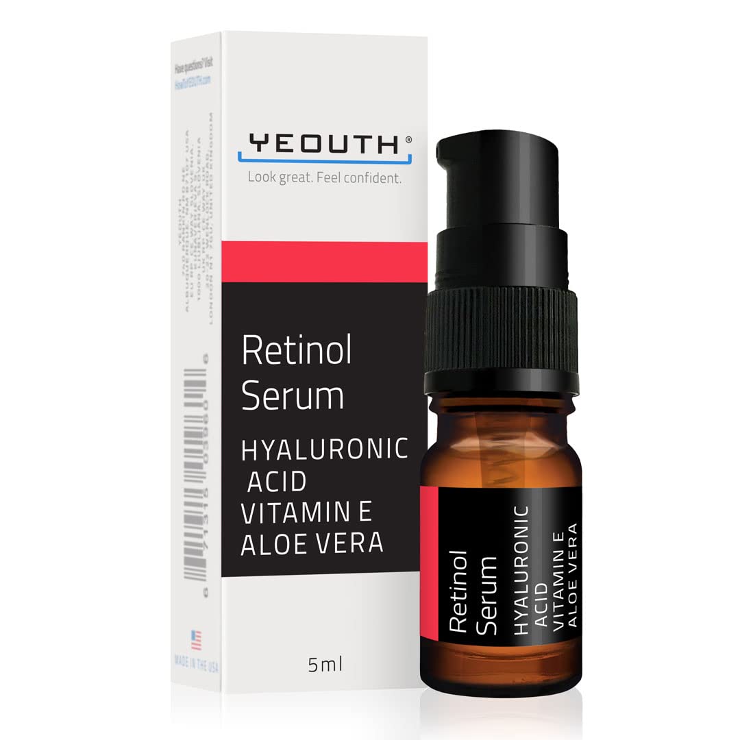 YEOUTH Retinol Serum with Hyaluronic Acid - Anti-Aging Face Serum for Wrinkles, Dark Spots & Acne - Hydrating Skin Care for Men & Women - Perfect for Night Routine & Daily Moisturizing