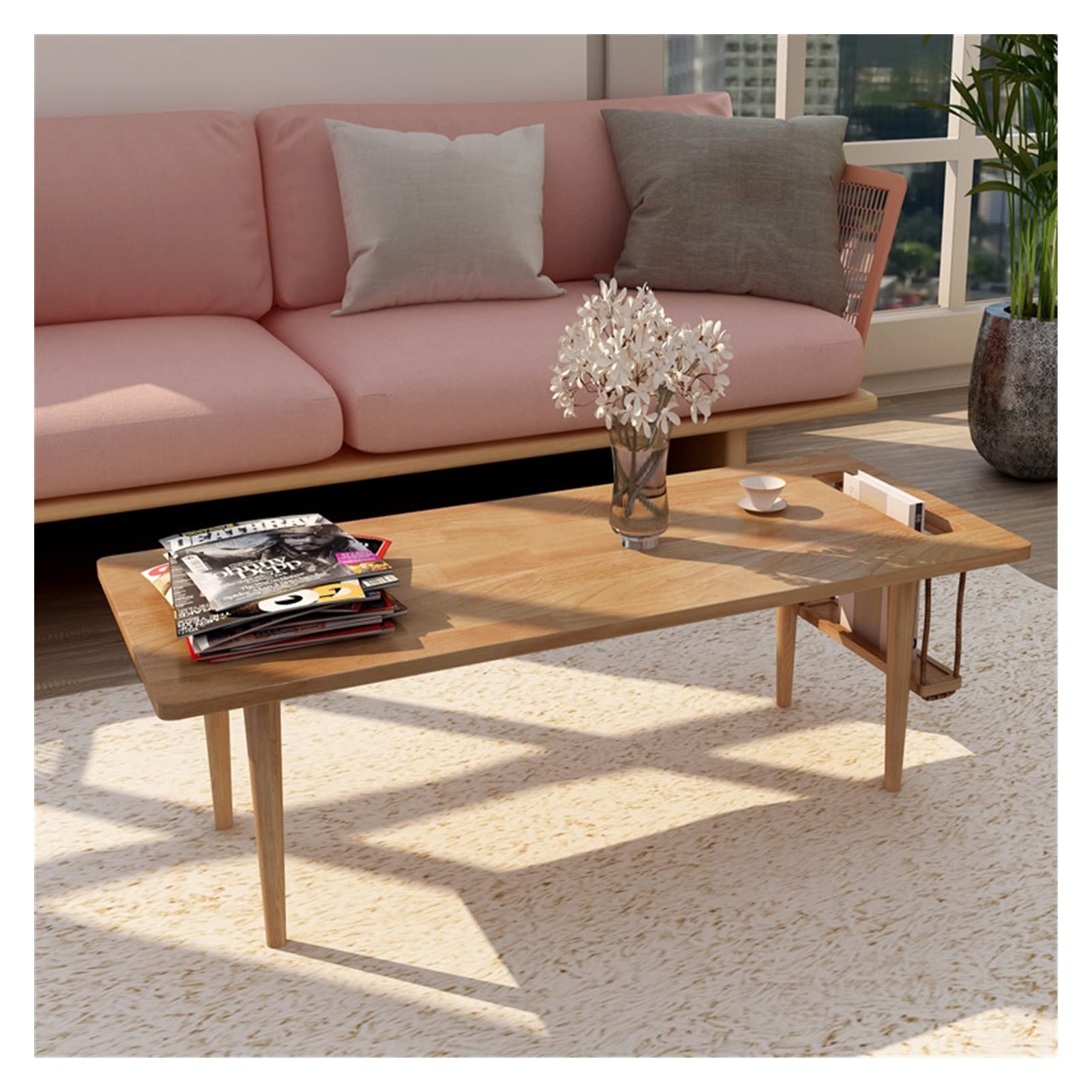 Modern Minimalist Nordic Coffee Table - Simple Design Small Apartment Living Room Furniture, Low Tea Table & Sofa Side Table for Reading | Perfect for Compact Spaces, Home Office & Lounge Areas