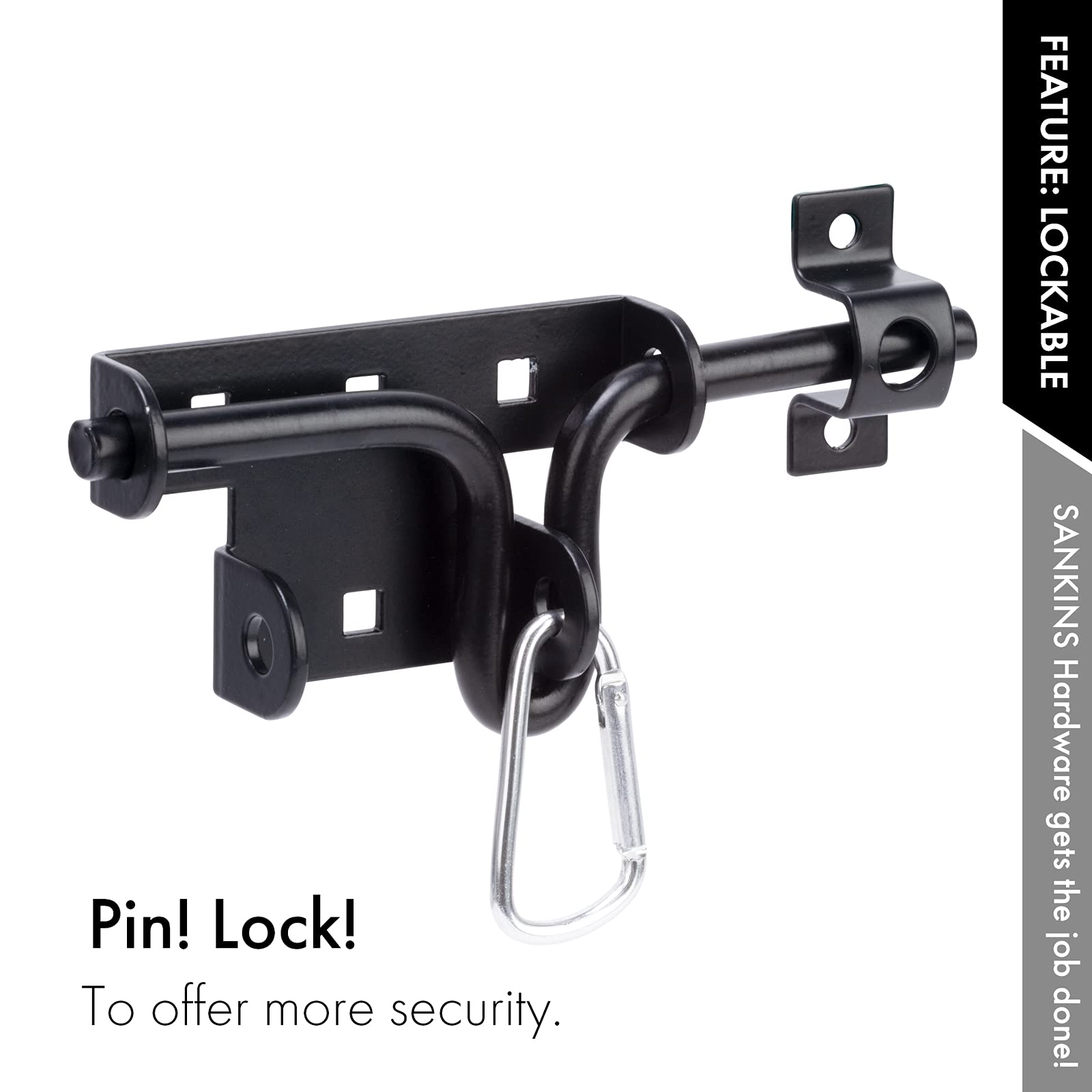 Heavy Duty Slide Bolt Gate Latch - Solid Thickened Steel Sliding Door Lock with Padlock Hole | Secure Wooden Fence, Shed, Yard & Barn Doors | Outdoor Rustproof Hardware for Garden, Farm & Backyard Security