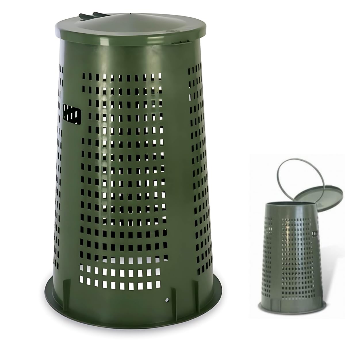 110L Green Trash Can with Lid & Bag Holder - Heavy Duty Waste Bin for Kitchen, Office, Bathroom - No Pedal Design for Easy Use