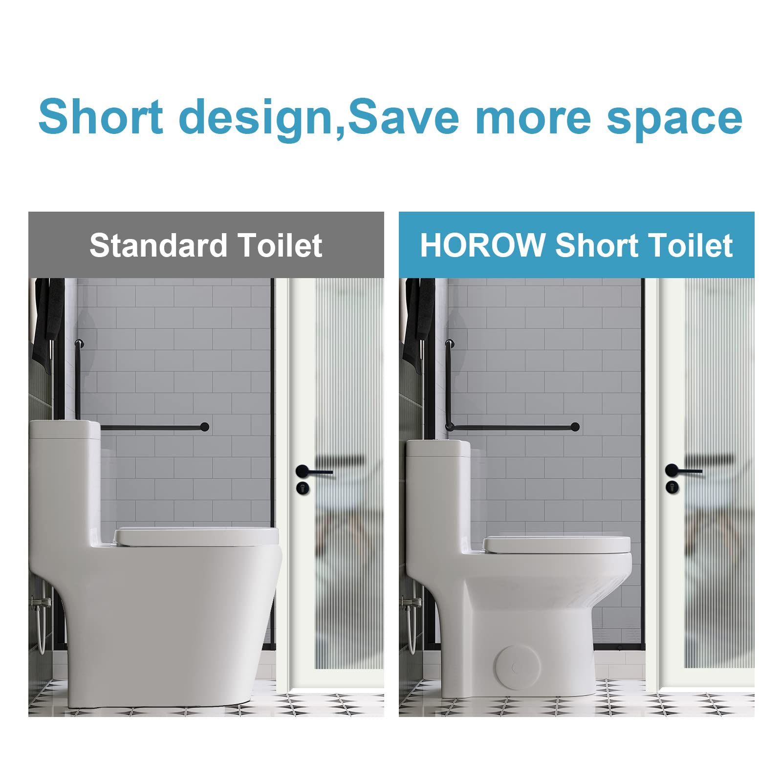 HOROW HWMT-8733U Compact One-Piece Toilet with Power Dual Flush | Water-Saving Bathroom Toilet | Soft-Closing Quick Release Seat | 12'' Rough-In White Toilet Bowl | Perfect for Small Bathrooms & Space-Saving Solutions