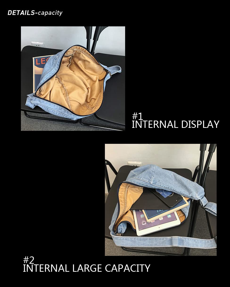 Stylish Single Color Denim Canvas Crossbody Shoulder Bag for Women - Perfect for Work, Travel & Everyday Use