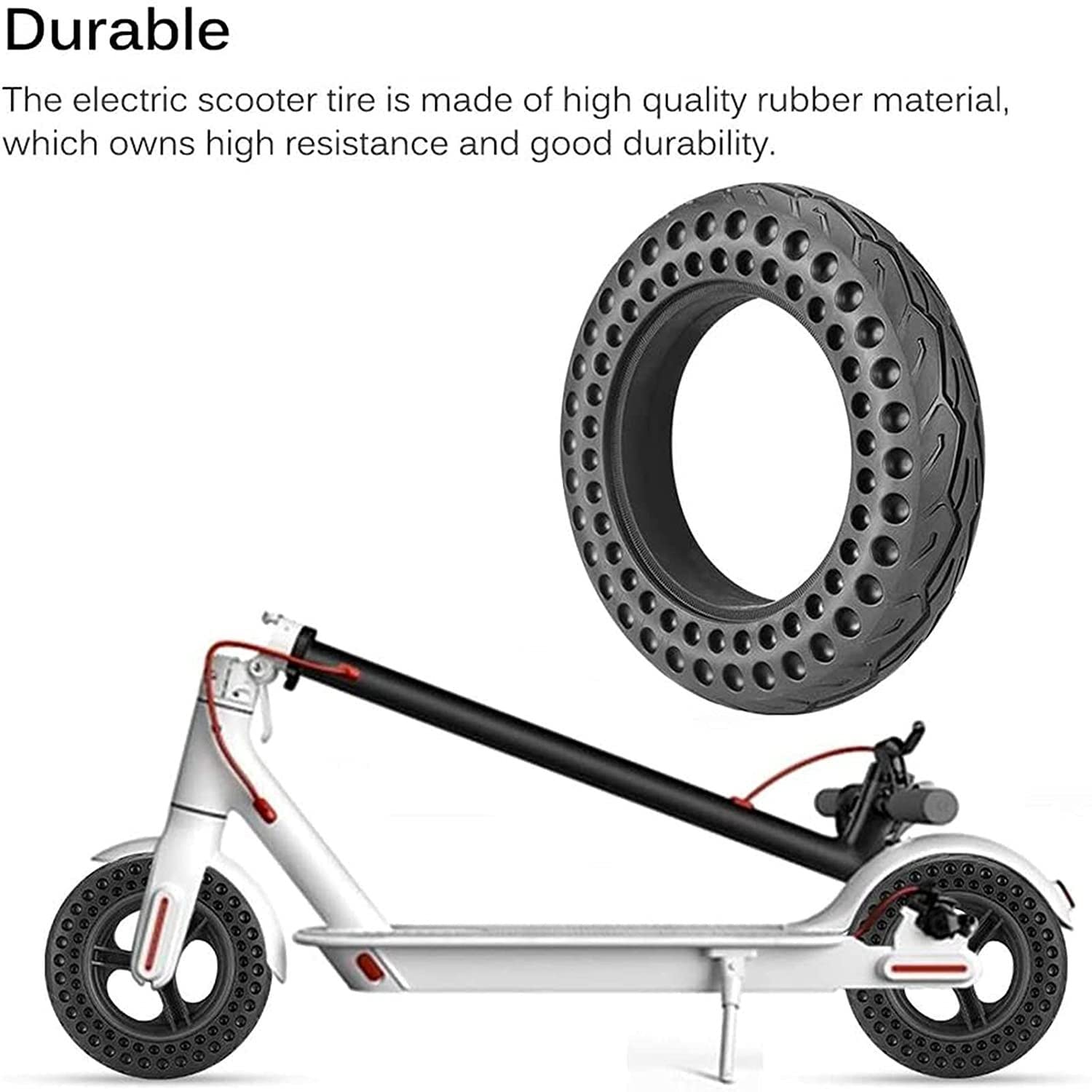 10 Inch Solid Honeycomb Tire for Electric Scooter - Non-Pneumatic Black Hollow Tire Replacement for E-Scooter Parts - Perfect for Commuting, Urban Travel & Last-Mile Transportation