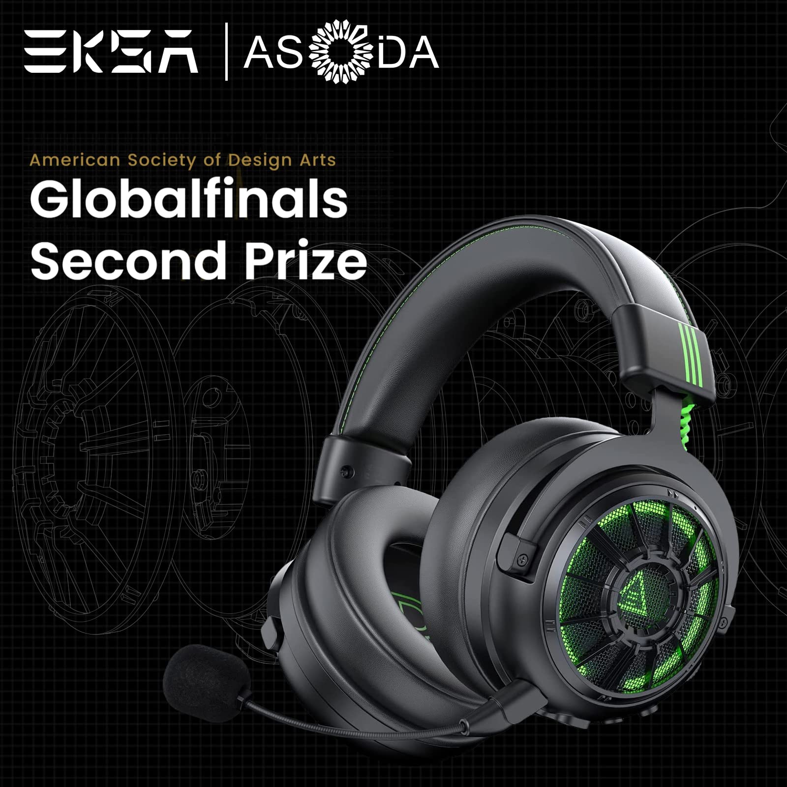 EKSA StarEngine Pro USB Gaming Headset - 7.1 Surround Sound Wired Headphones for PC, PS4, PS5, Xbox One | Over-Ear Noise Cancelling Mic with Dual Chamber Drivers | Game & Music Modes | LED Lights - Perfect for FPS Gaming, Streaming & Online Meetings