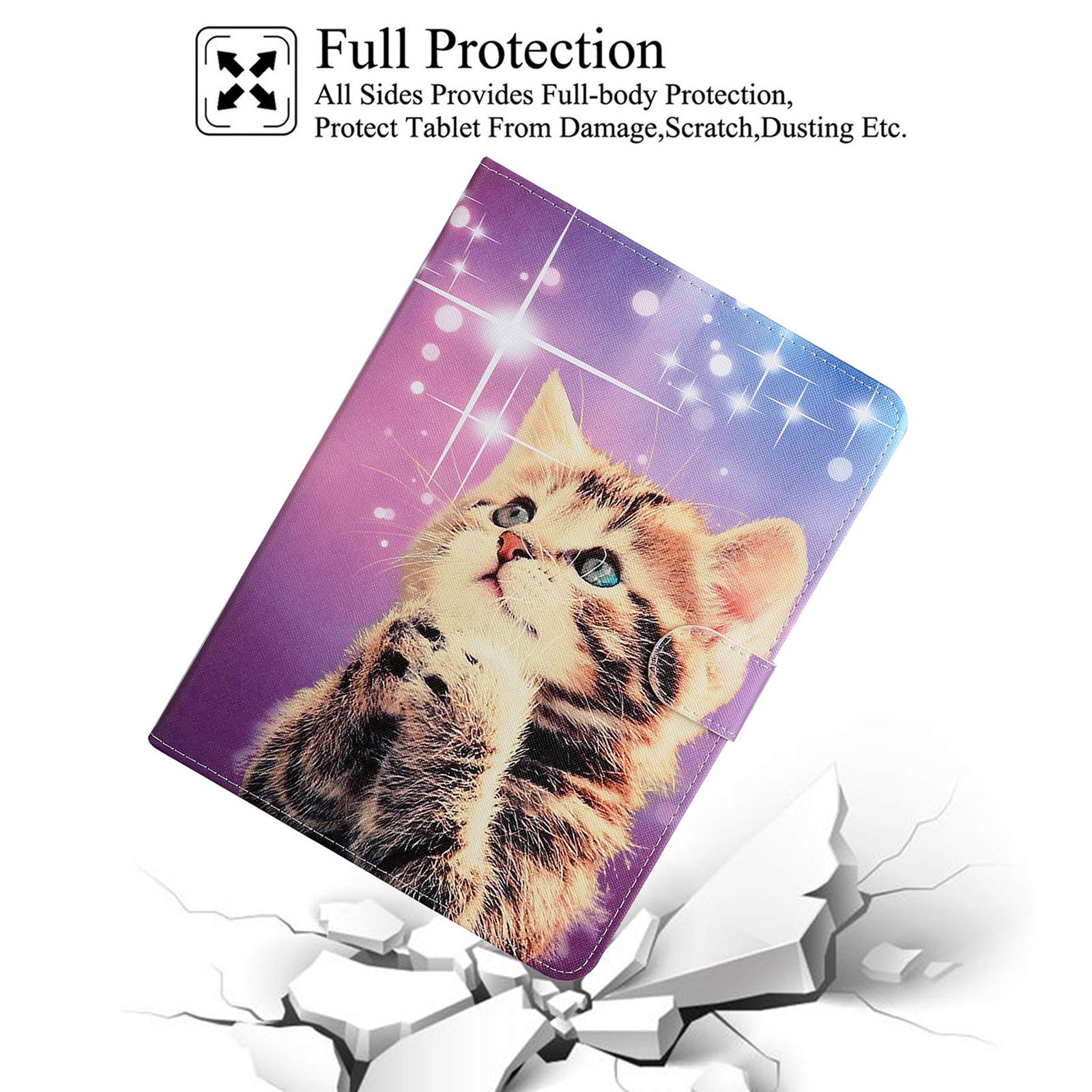 Premium PU Leather Case for Kindle Fire HD 8/HD 8 Plus (10th/12th Gen 2020-2024) - Auto Sleep/Wake, Card Slots & Foldable Stand | Perfect for Reading, Travel & Work (Star Cat Design)