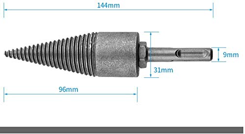 Heavy Duty Firewood Log Splitter Drill Bit - Wood Splitting Cone Screw Driver for Hand Drill (Round Shank) - Perfect for Camping, Fireplace & Wood Stove Use