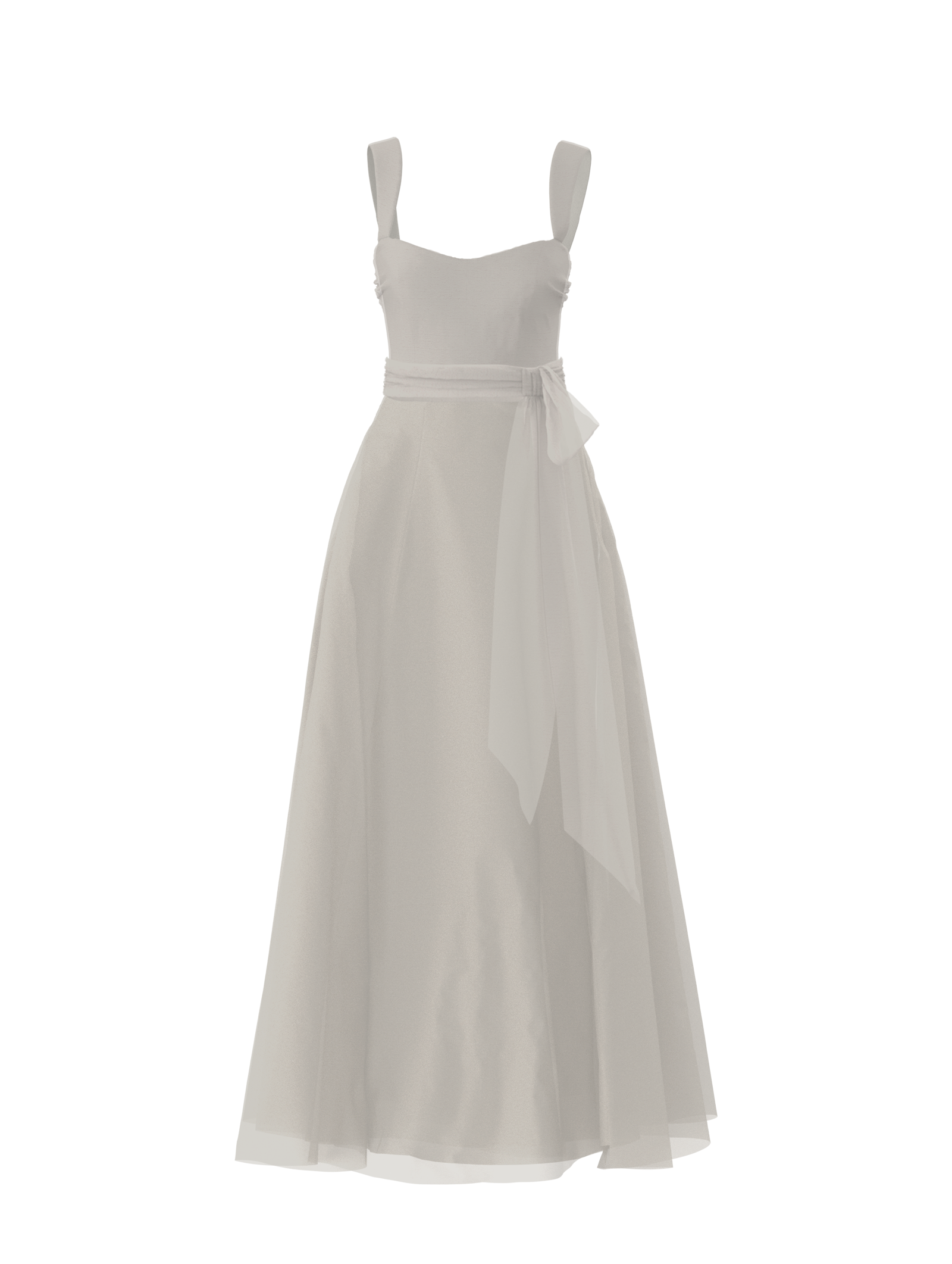 Alexis Bodice with Cerisa Skirt and Sash Belt - Elegant Dove White Outfit for Wedding, Prom & Special Occasions