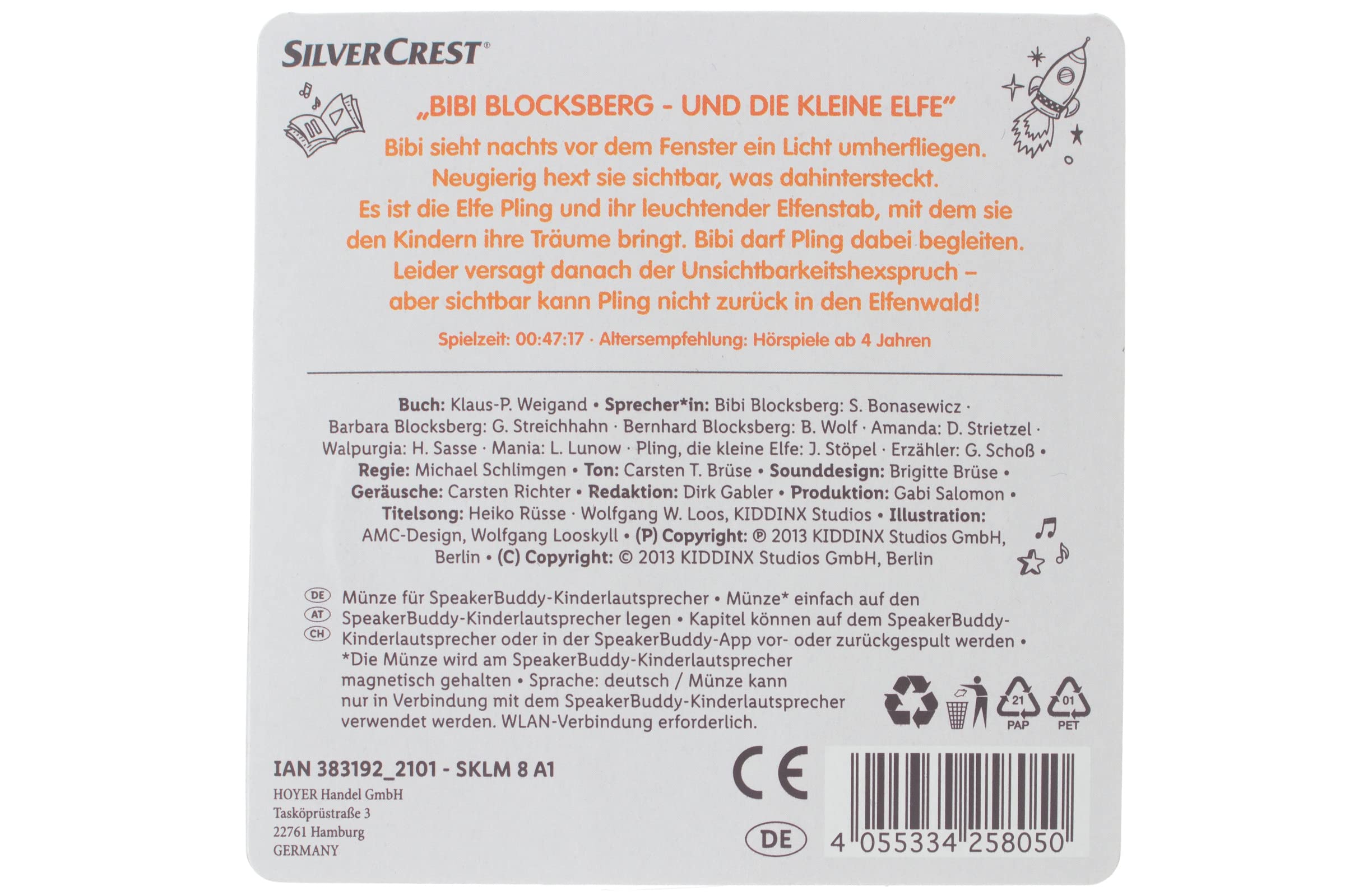 Silvercrest SpeakerBuddy SKLM 8 A1 Wireless Bluetooth Speaker - Portable & Waterproof for Outdoor, Travel, and Home Use - Perfect for Parties, Beach, and Gaming with Bibi Blocksberg Theme