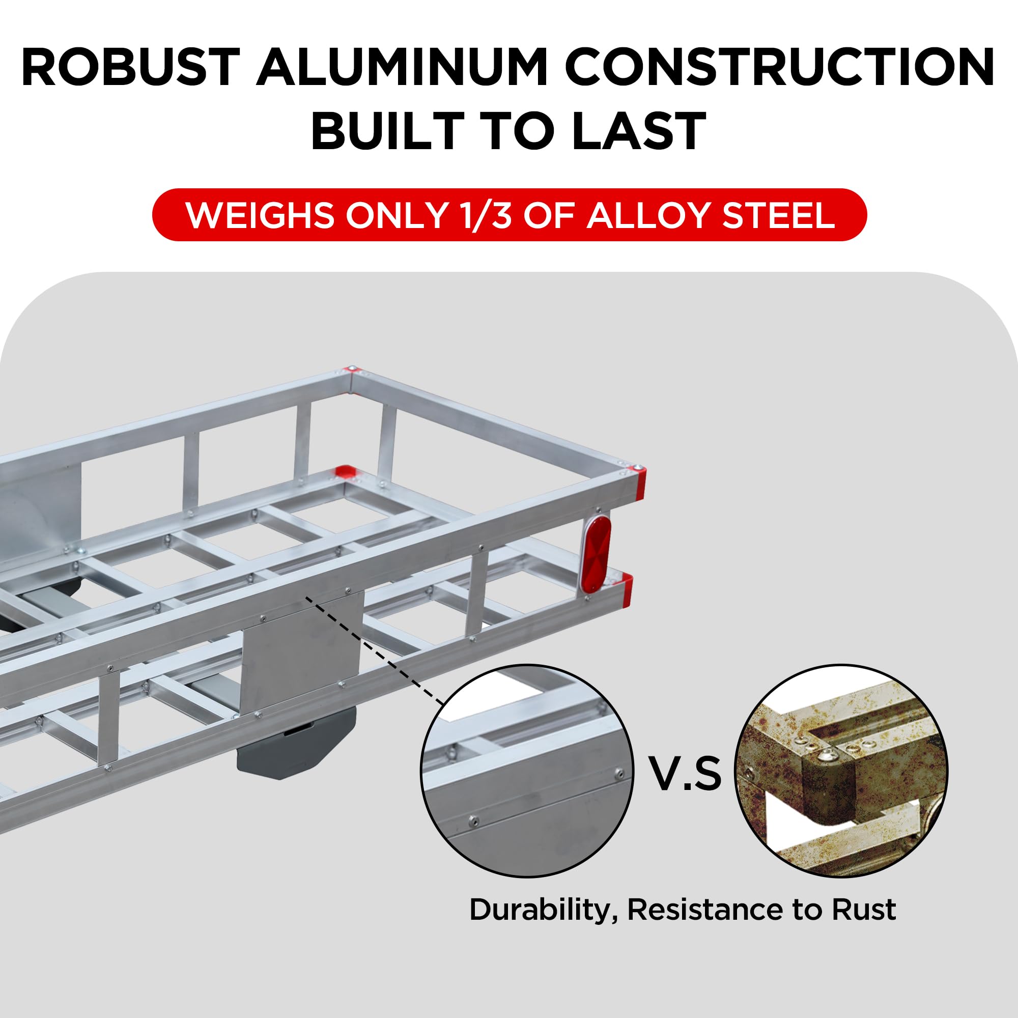 Rockland Heavy Duty Aluminum Hitch Cargo Carrier - 500 LB Capacity (47.2