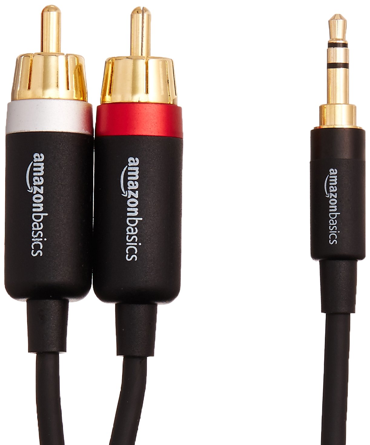 Amazon Basics 2-Male to 2-Male RCA Audio Stereo Subwoofer Cable - 15 Feet & 3.5mm to 2-Male RCA Adapter Cable - 8 Feet - High-Quality Audio Connection for Home Theater, Sound System, and DJ Equipment - Perfect for Speakers, Subwoofers, and Audio Interfaces