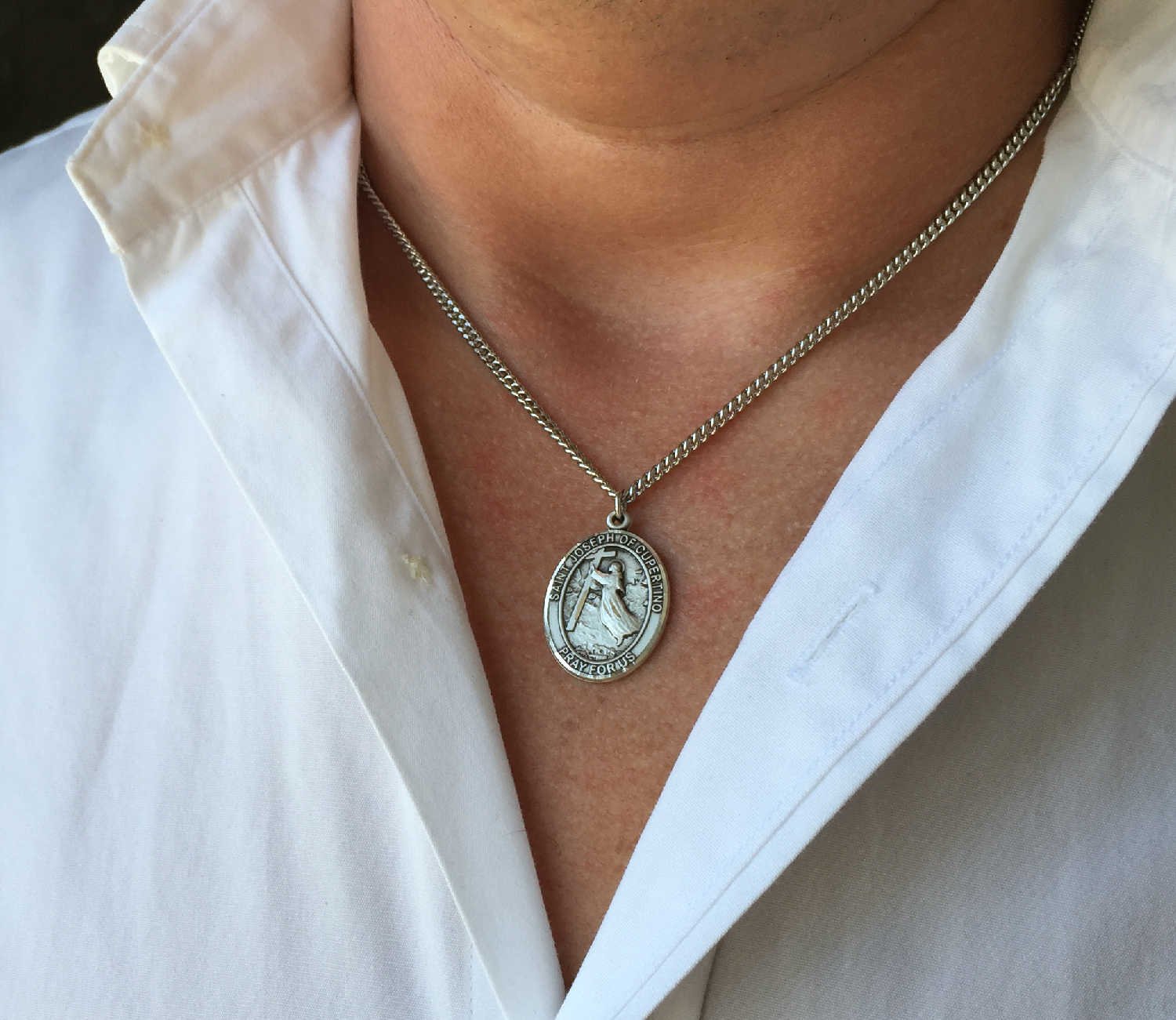 St. Joseph of Cupertino Sterling Silver Medal for Men - USA Made Religious Pendant with Chain Options - Perfect for Catholic Gifts, Baptism, First Communion & Spiritual Protection