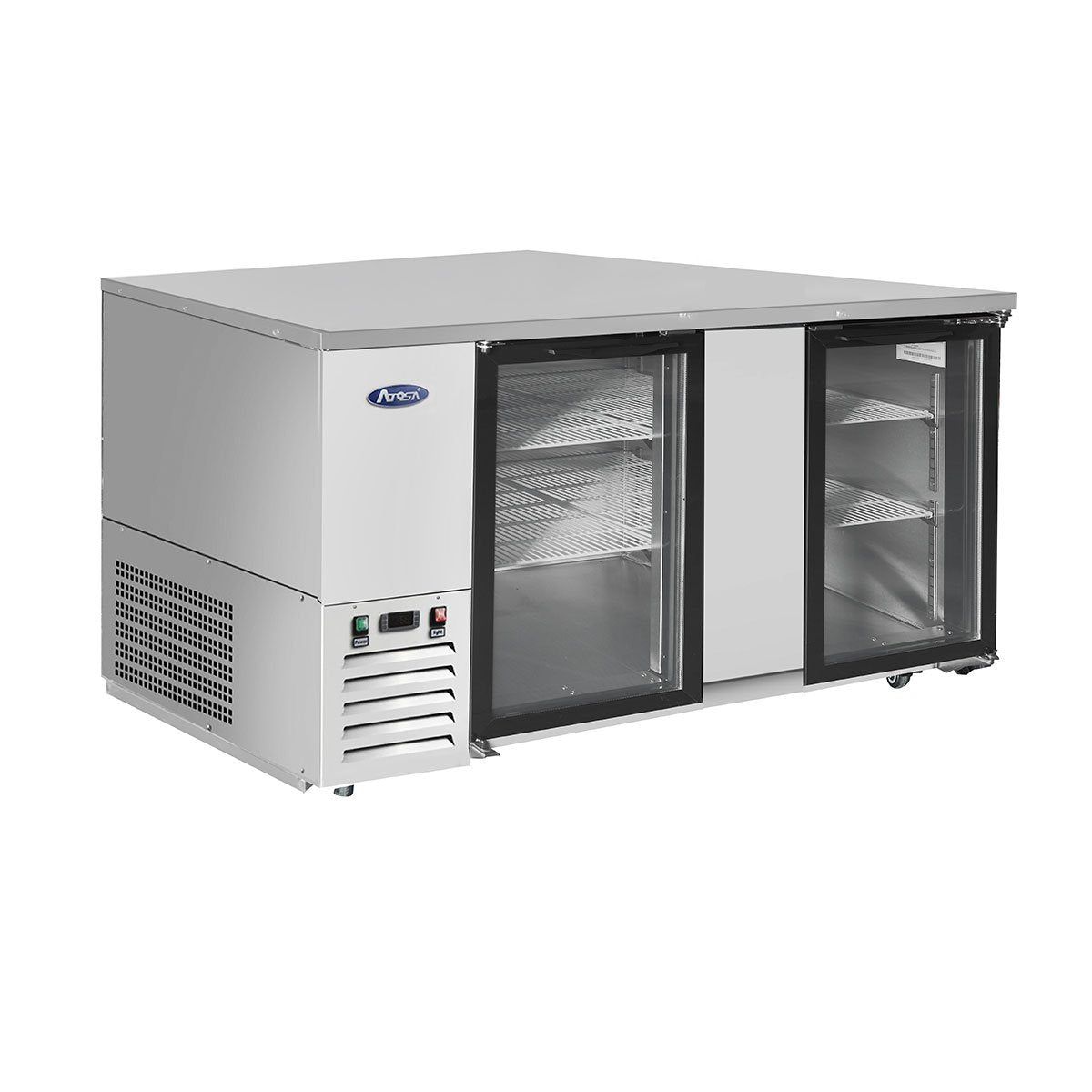 Atosa MBB69G GR 69 Inch Commercial Glass Door Back Bar Cooler - Stainless Steel Refrigerator for Bars, Restaurants & Cafes - Perfect for Beverage Storage & Display