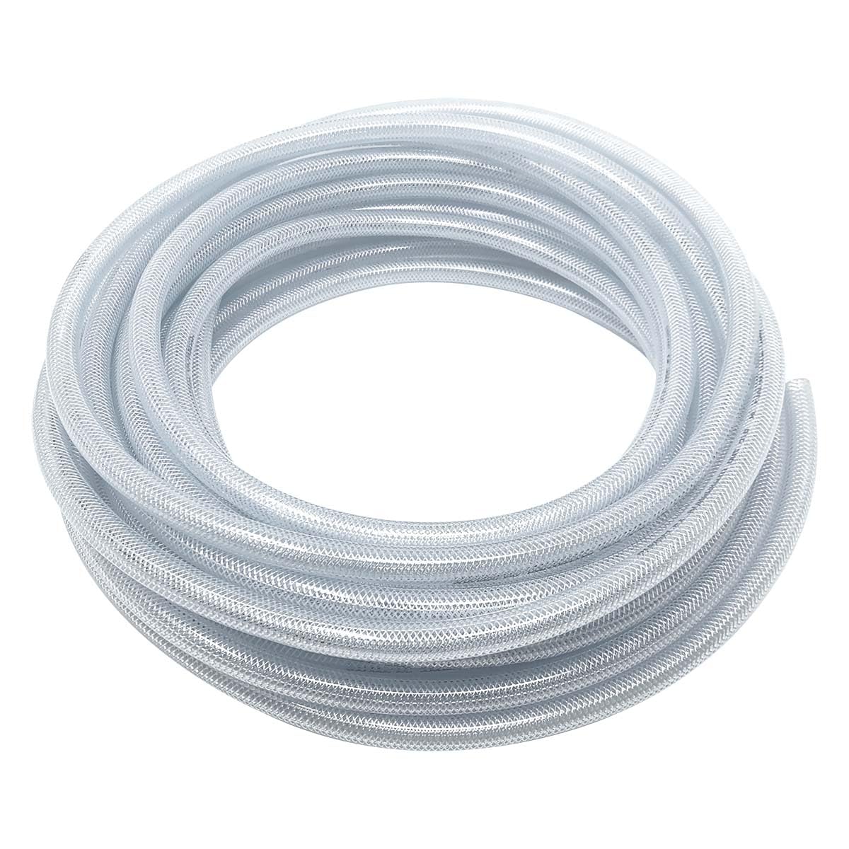 **Gloxco Clear Braided PVC Tubing - Food Grade, Heavy Duty Reinforced Hose, 3/8