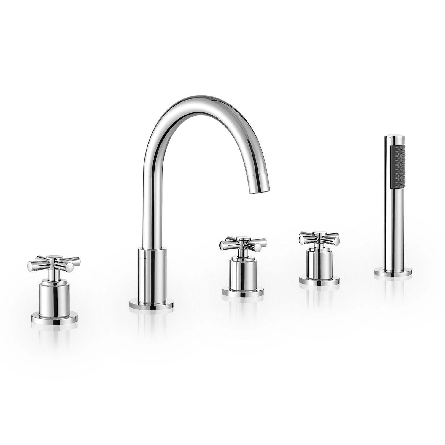 Sorlia Deck Mount Roman Tub Faucet with Cross Handles and Hand Shower - Perfect for Bathroom Renovation and Luxury Spa Experience