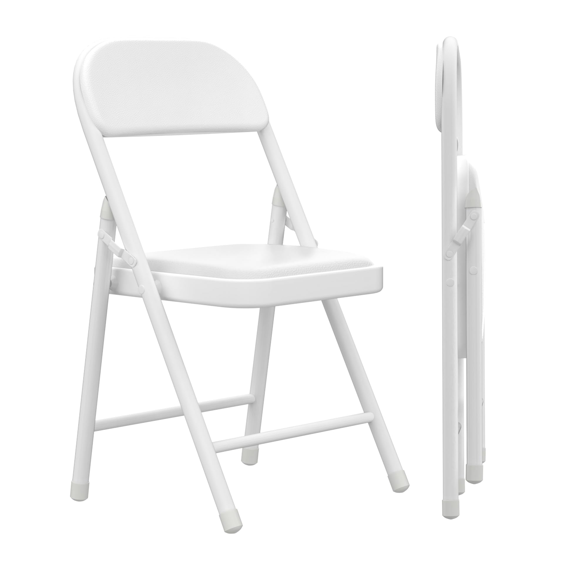 2 Pack White Folding Chairs with Padded Cushion - Portable Stackable Indoor Outdoor Chairs - Sturdy Metal Frame for Home, Office, Wedding, Party & Events - Perfect for Patio, Garden, Banquet & Camping (2, White)