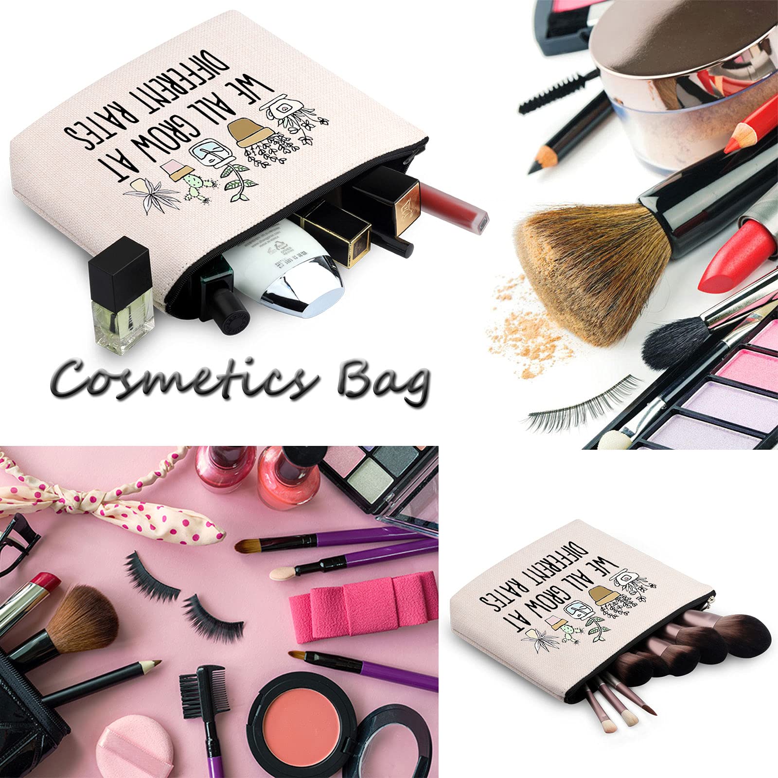 WCGXKO Special Education Teacher Appreciation Gift - Inspirational 'We All Grow At Different Rates' Makeup Pouch & Zipper Bag - Perfect for Classroom Supplies, Cosmetics & Travel Essentials
