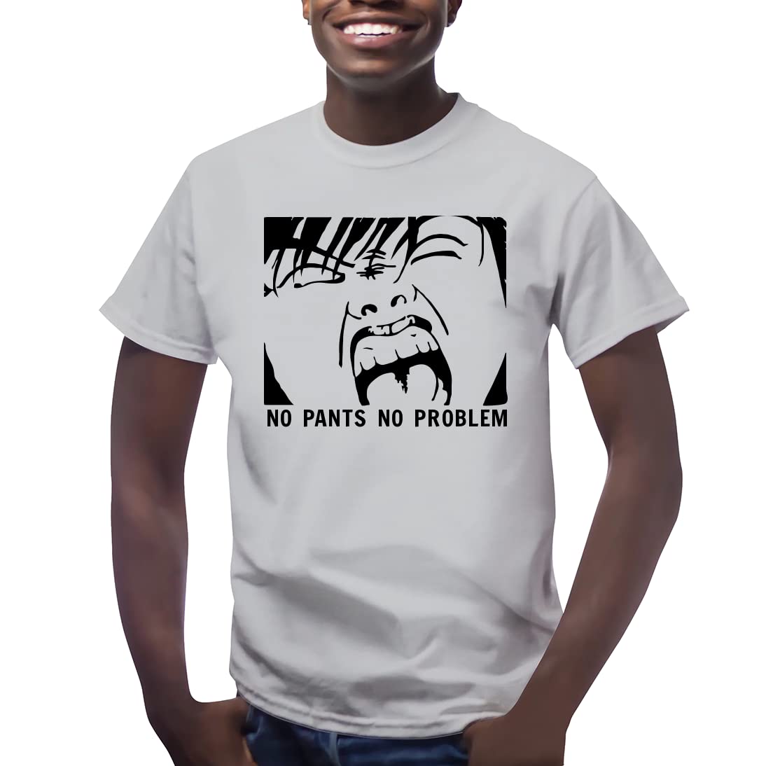 No Pants No Problem Anime Men's Graphic Short Sleeve T-Shirt - Casual Comfort for Anime Fans, Gaming & Everyday Wear