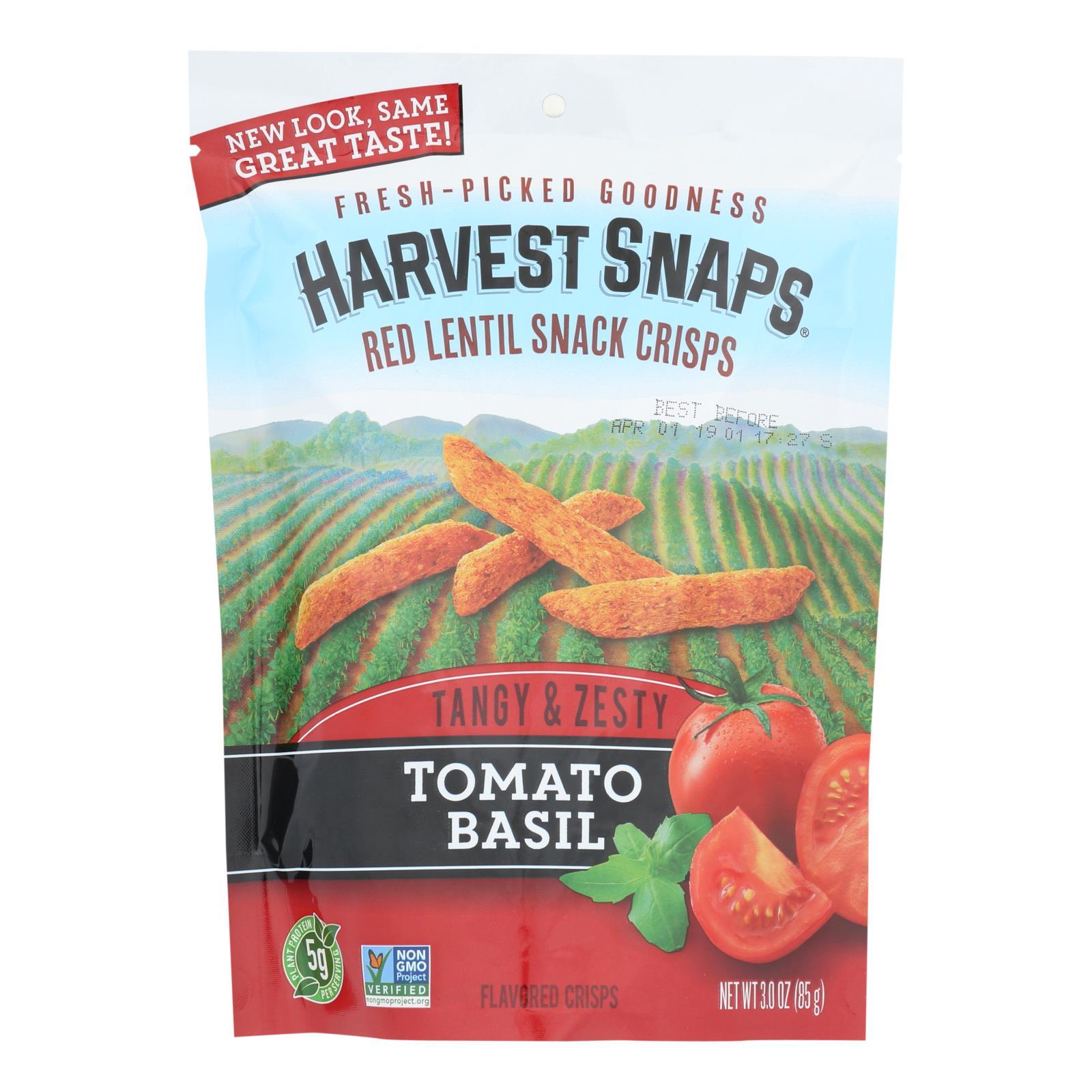 Harvest Snaps Tomato Basil Lentil Crisps - Crunchy Healthy Snacks for Adults & Kids - Perfect for Lunch Boxes, Office Snacks & Road Trips